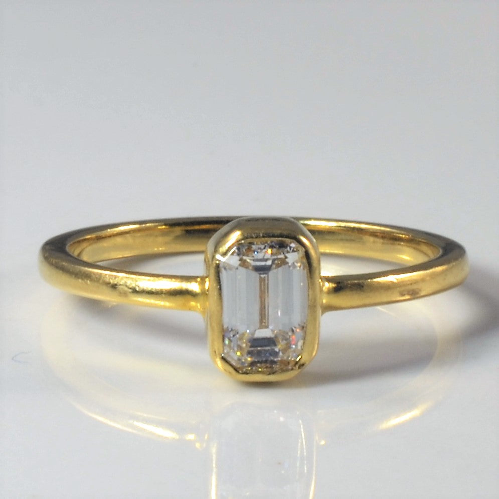 Bague solitaire en diamant taille émeraude | 0,46 ct | Taille 4,25 |
