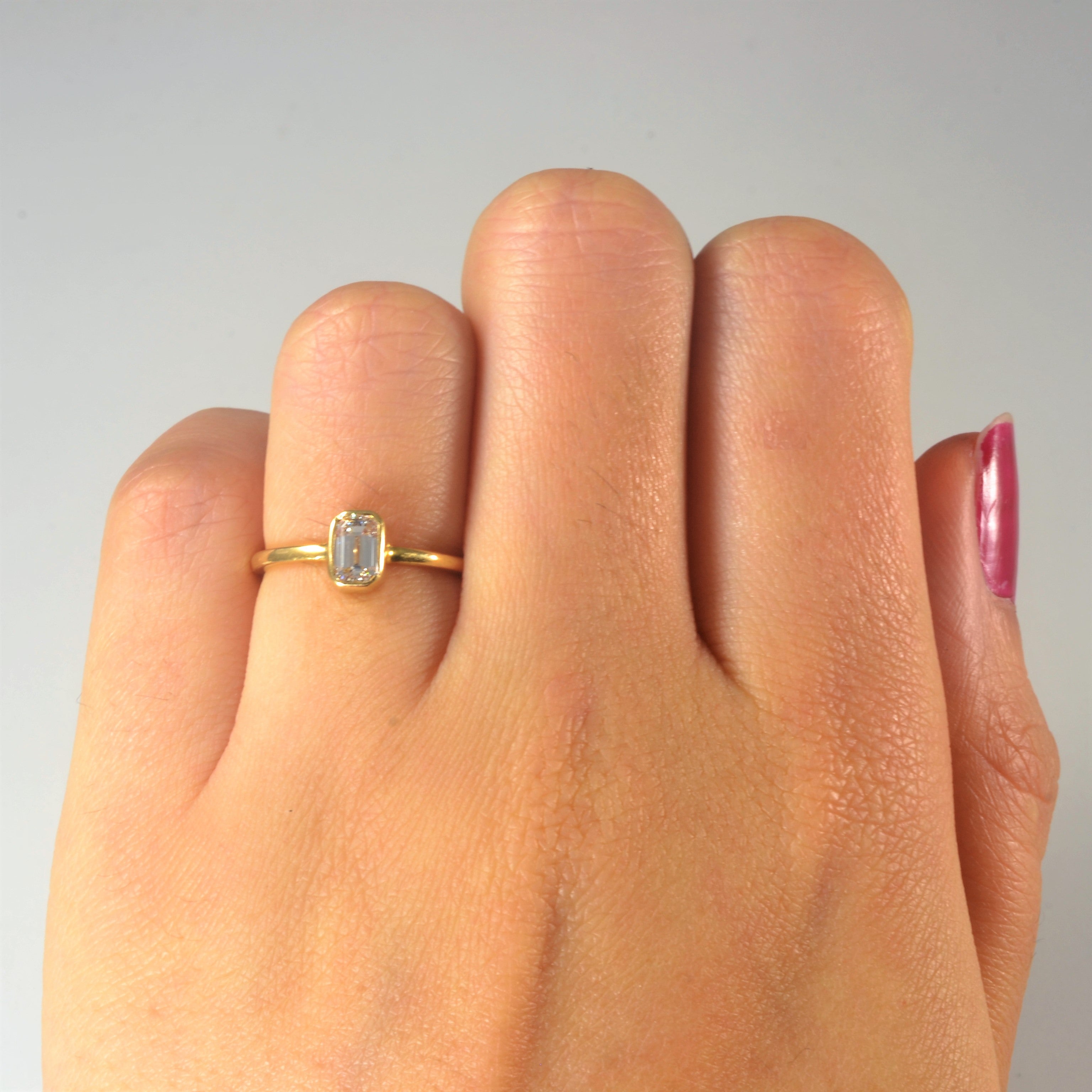 Bague solitaire en diamant taille émeraude | 0,46 ct | Taille 4,25 |