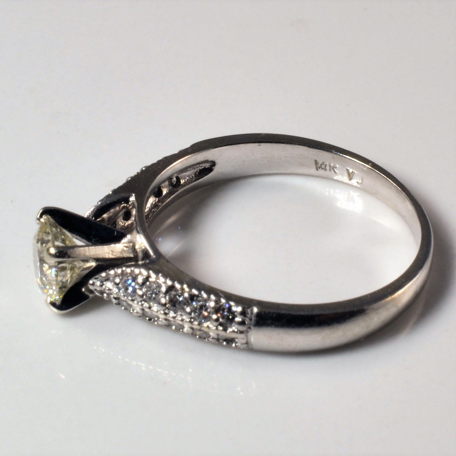 Pave Double Row Diamond Engagement Ring | 0.78ctw | SZ 7.25 |
