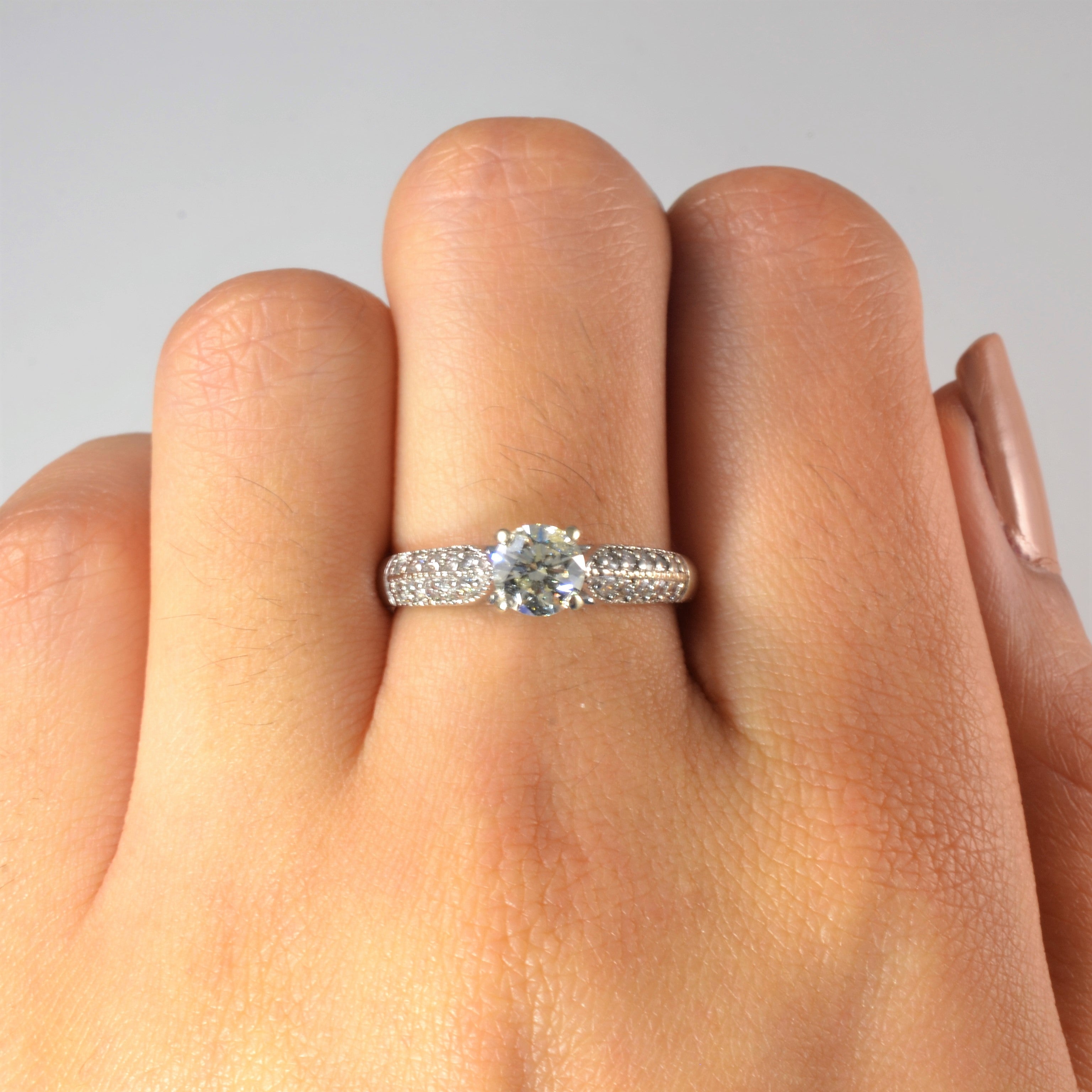 Pave Double Row Diamond Engagement Ring | 0.78ctw | SZ 7.25 |