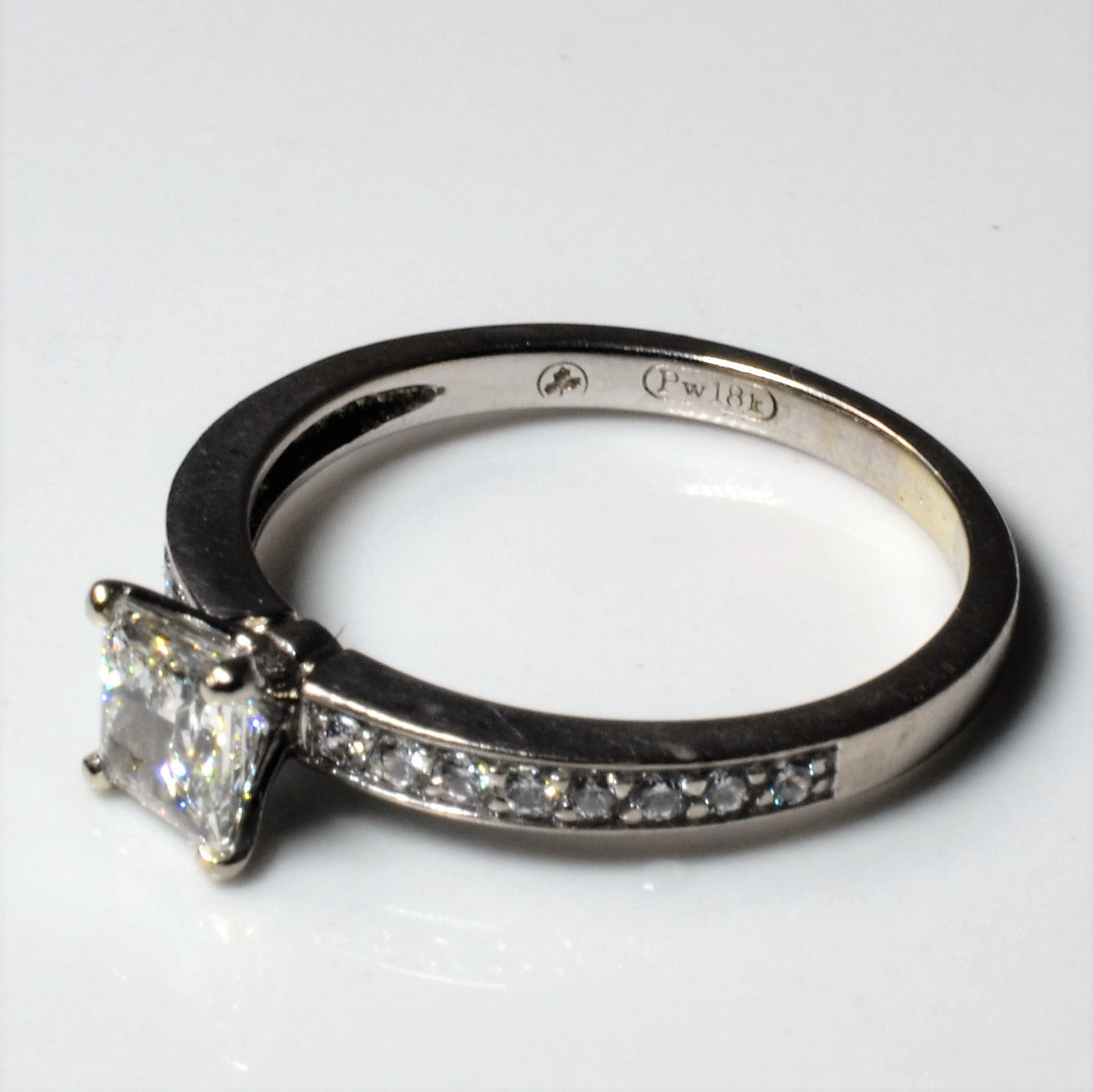 Princess Diamond Side Stone Engagement Ring | 1.04ctw | SZ 7.75 |
