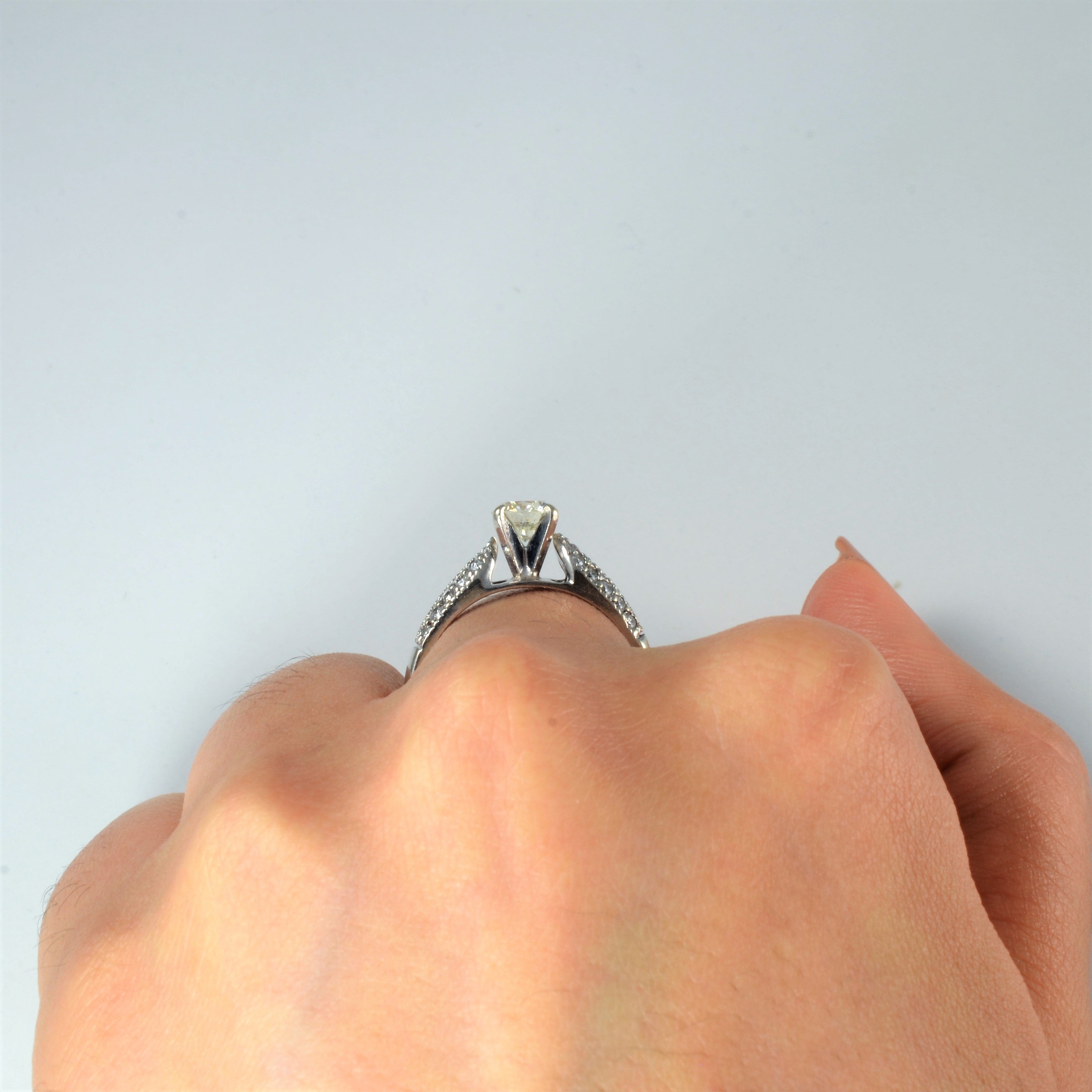 Pave Double Row Diamond Engagement Ring | 0.78ctw | SZ 7.25 |