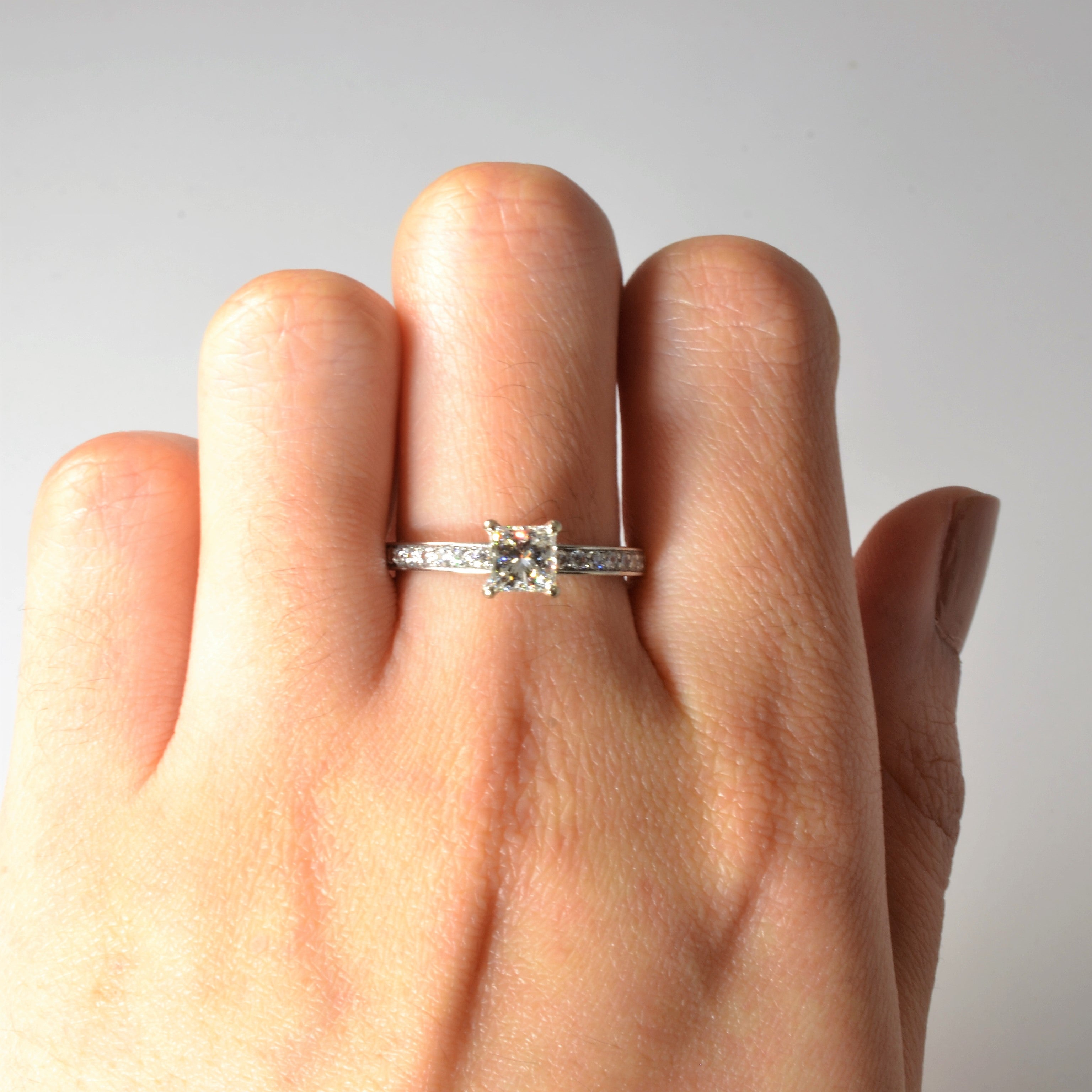 Princess Diamond Side Stone Engagement Ring | 1.04ctw | SZ 7.75 |