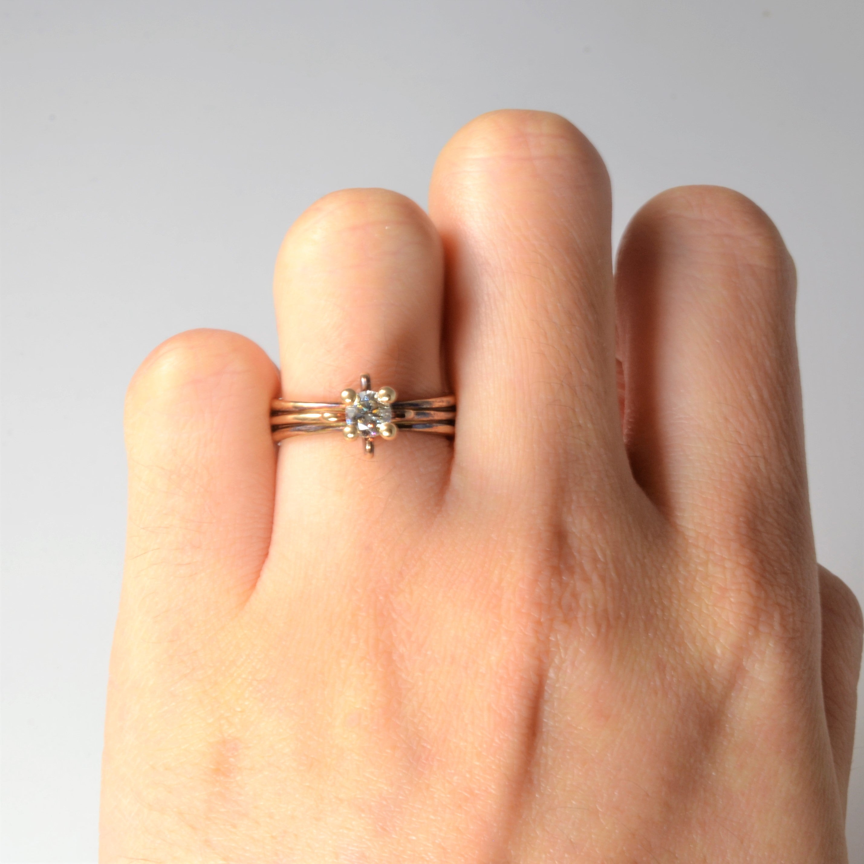 Triple Band Solitaire Diamond Ring | 0.30ct | SZ 5.25 |