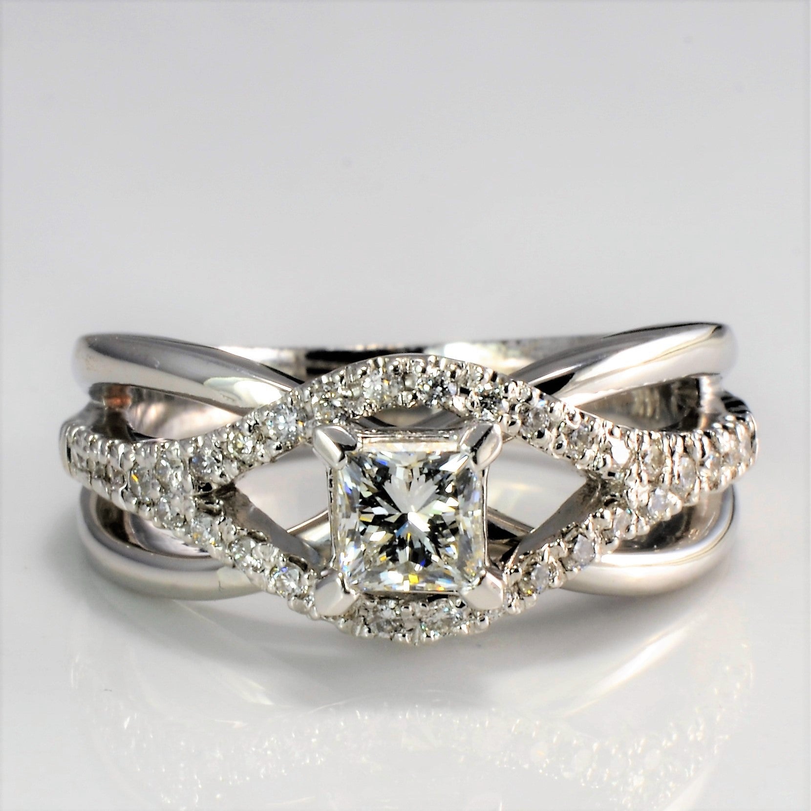 Split Shank GIA Diamond Overlay Engagement Ring | 0.69 ctw, SZ 7.25 | VS1, F |