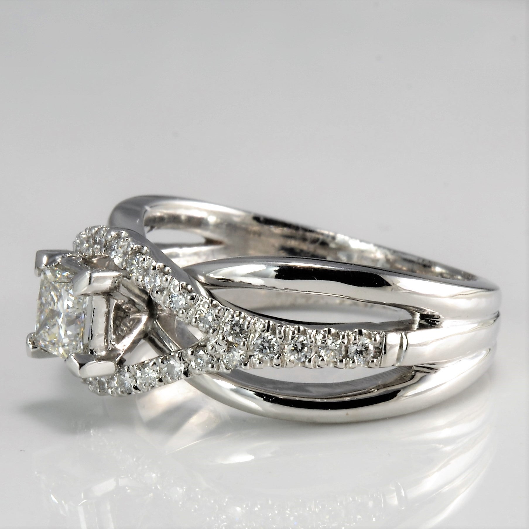 Split Shank GIA Diamond Overlay Engagement Ring | 0.69 ctw, SZ 7.25 | VS1, F |