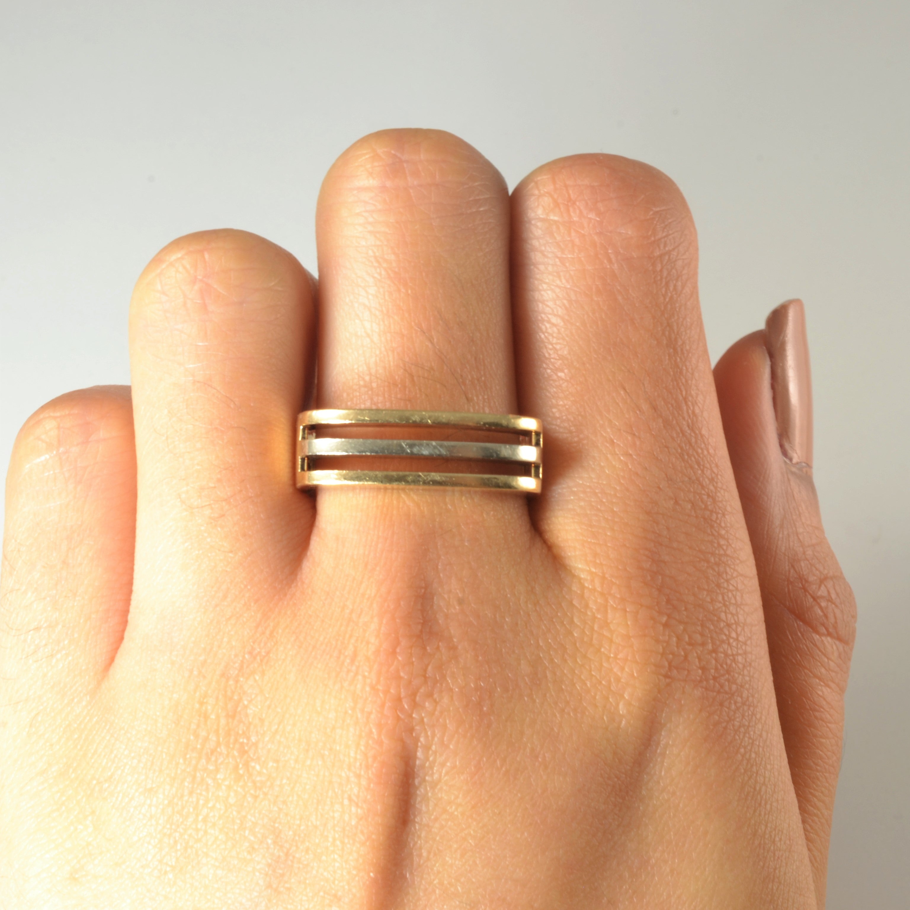 Open Shank Two Tone Gold Band | SZ 10 |