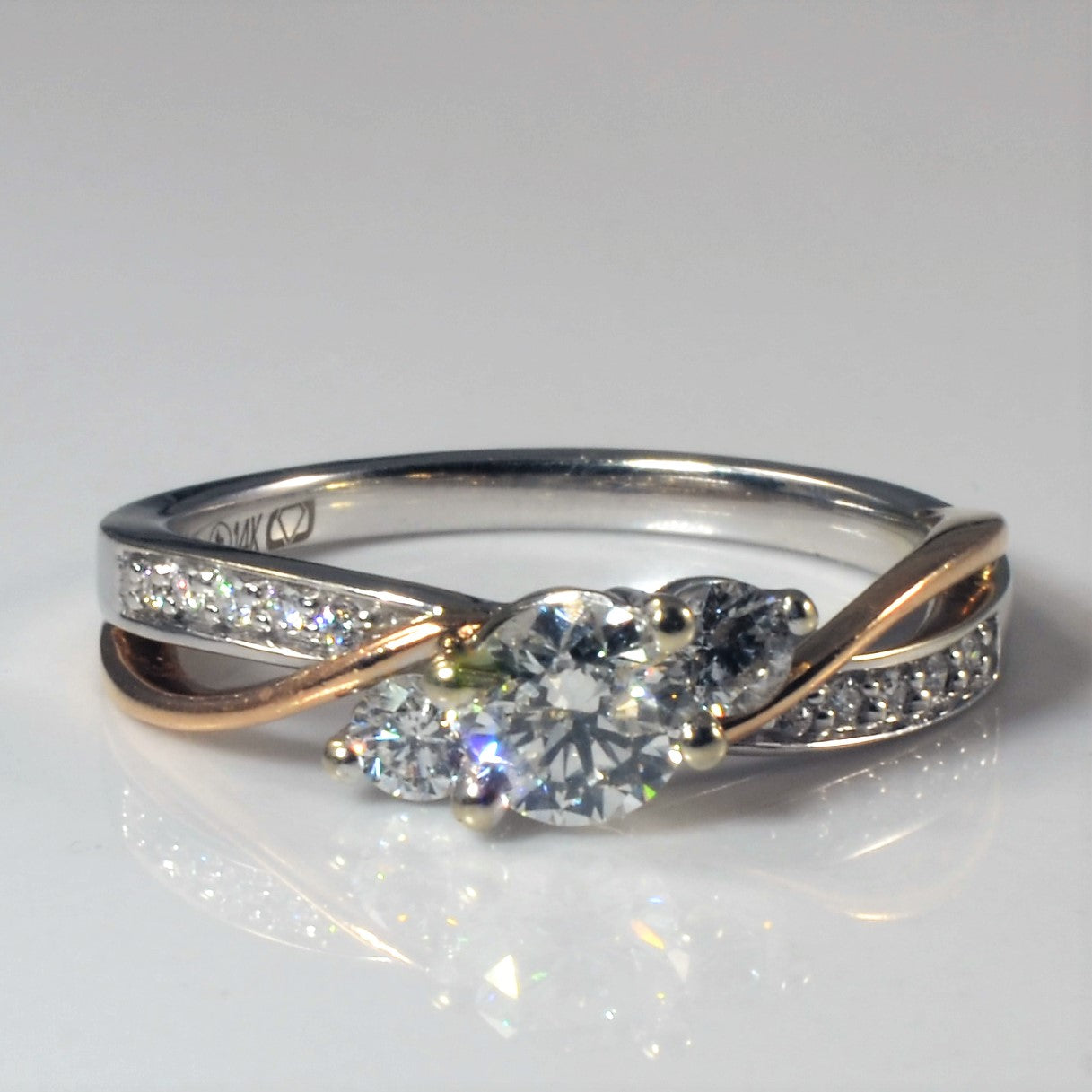 Three Stone Diamond Bypass Ring | 0.63ctw | SZ 6.5 |