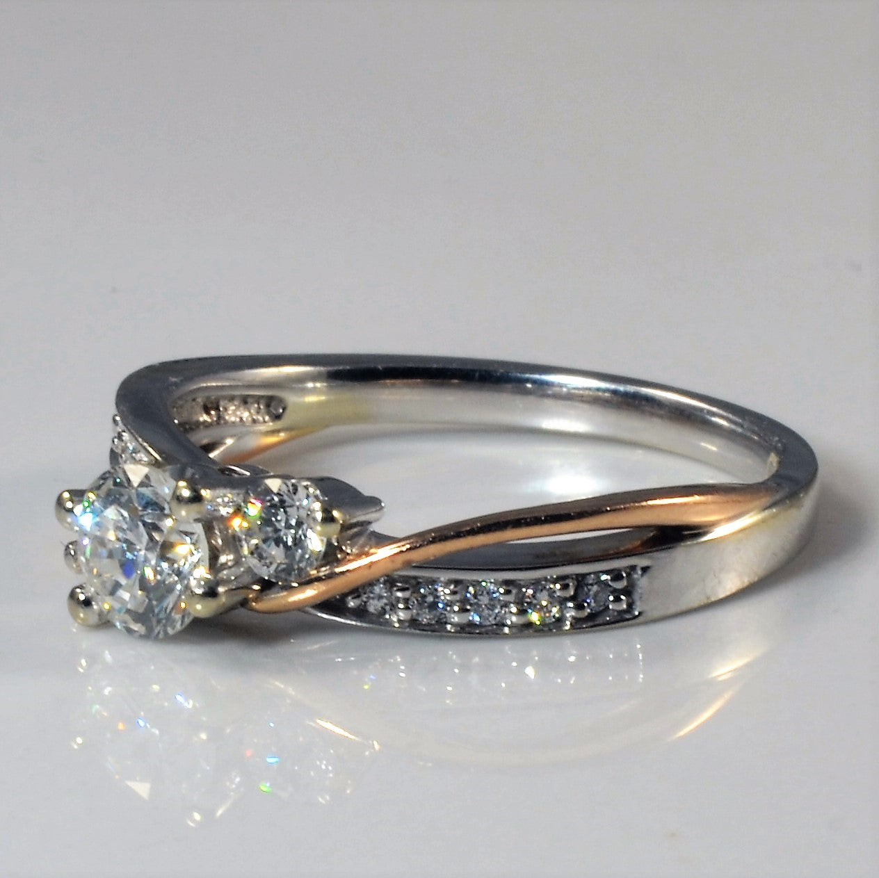 Three Stone Diamond Bypass Ring | 0.63ctw | SZ 6.5 |