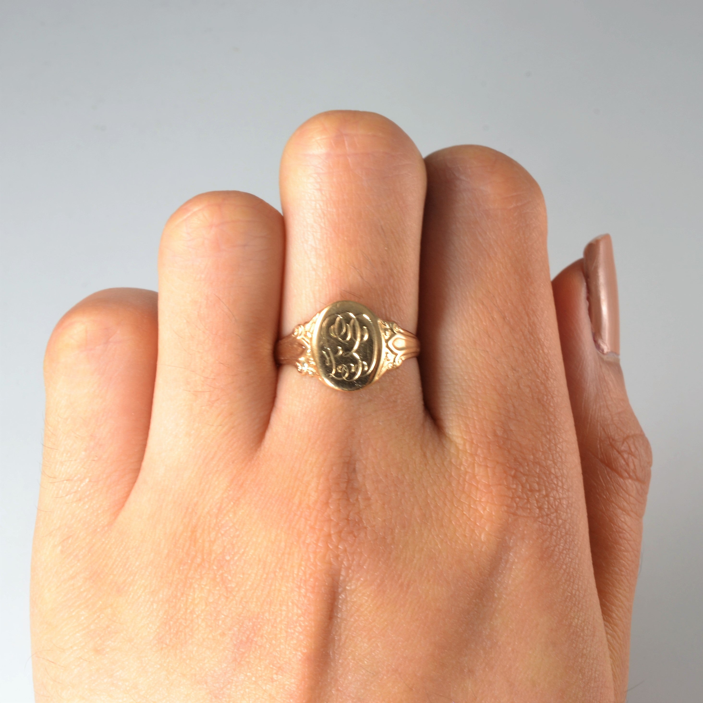 Engraved Initials 'CEF' Signet Ring | SZ 7 |