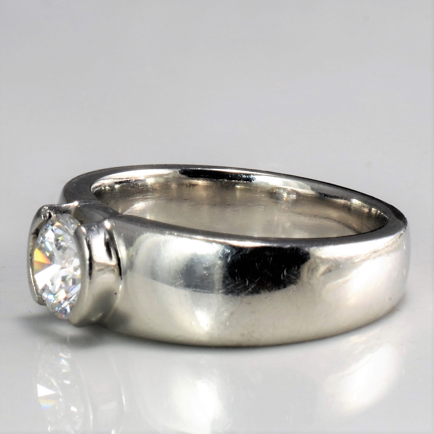 Semi Bezel Set Diamond Engagement Ring | 0.71 ct, SZ 5.25 |