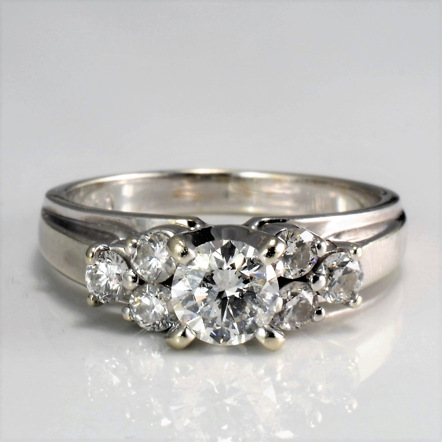 High set Cluster Diamond Engagement Ring | 0.90 ctw, SZ 7 |