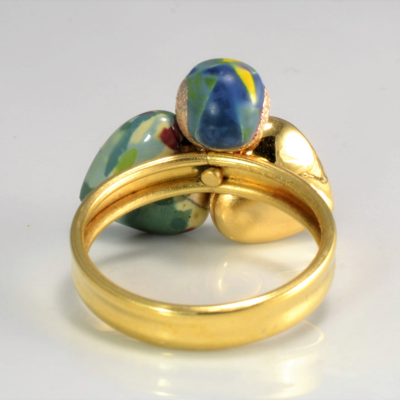 Italian Floral Inspired Enameled Gold Ring | SZ 7.5 |