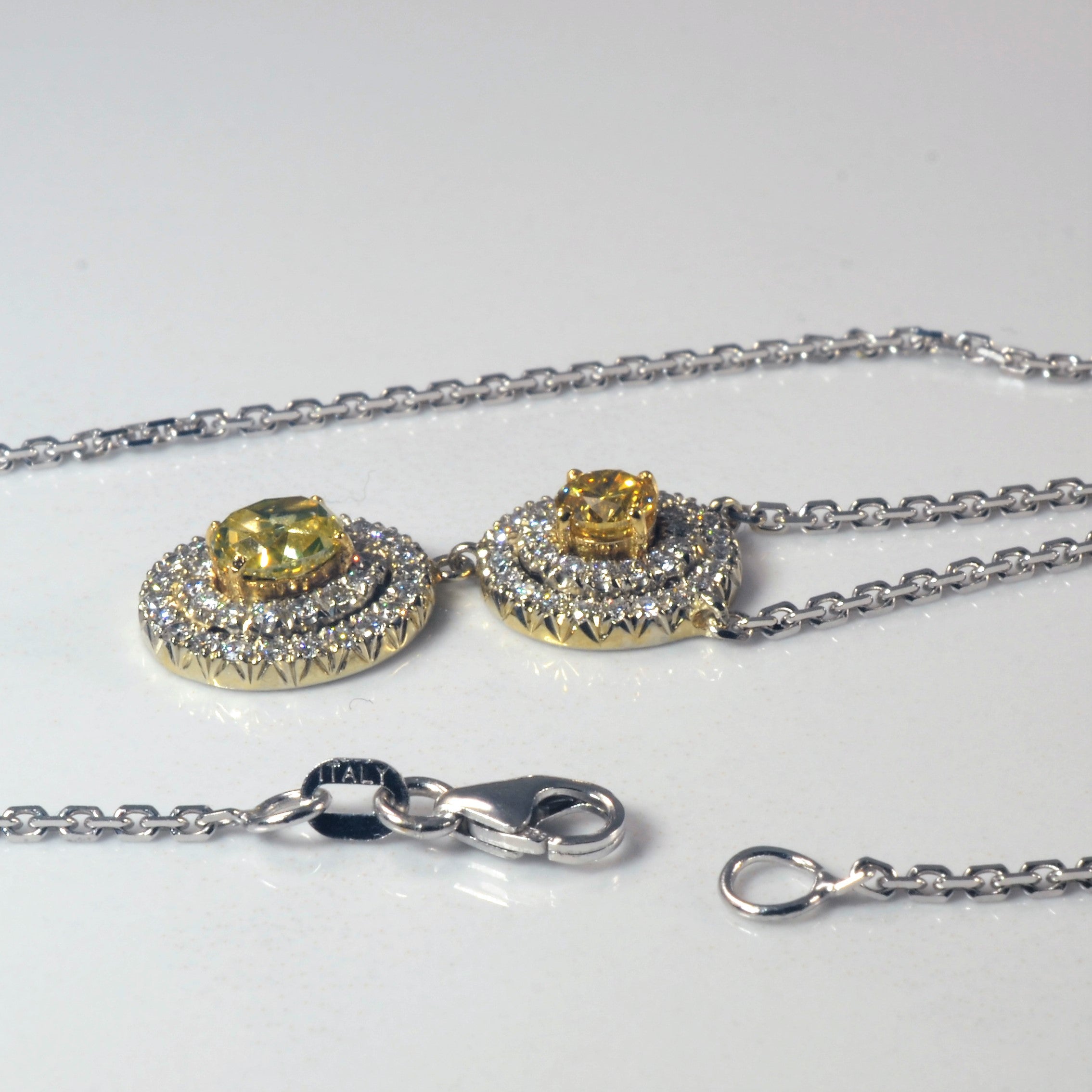 Yellow Diamond Drop Necklace | 1.30ctw | 16" |