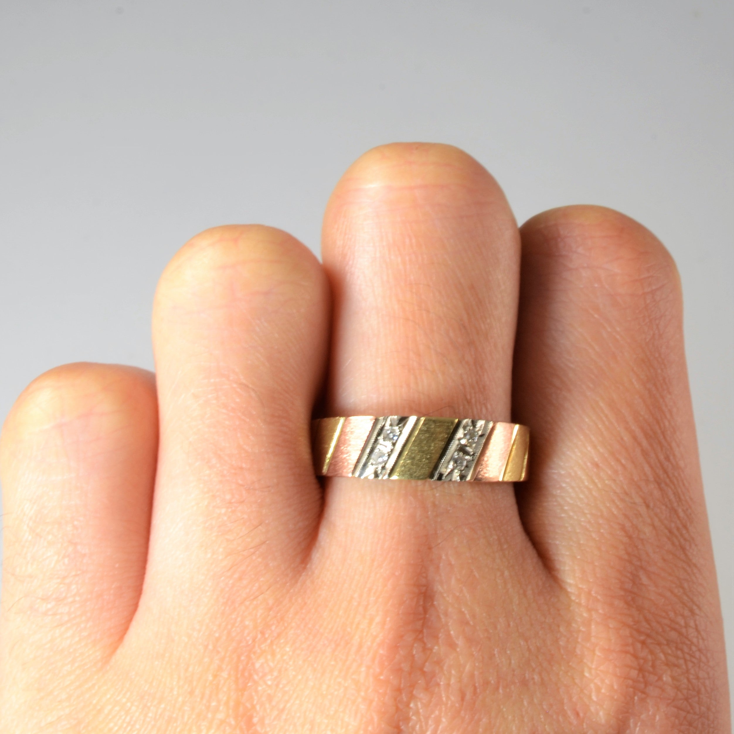 Tri Tone Gold Diamond Band | 0.08ctw | SZ 8.5 |