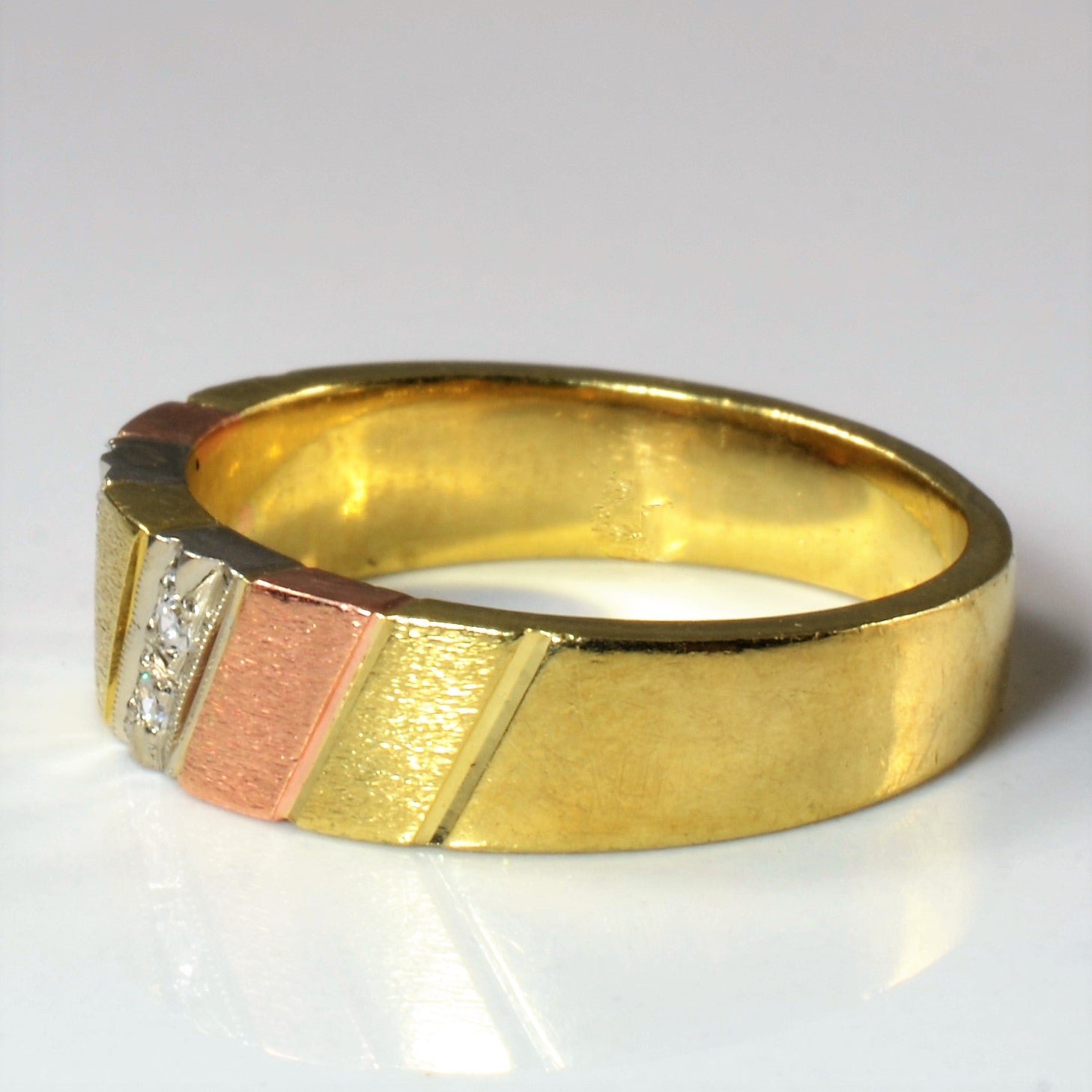 Tri Tone Gold Diamond Band | 0.08ctw | SZ 8.5 |