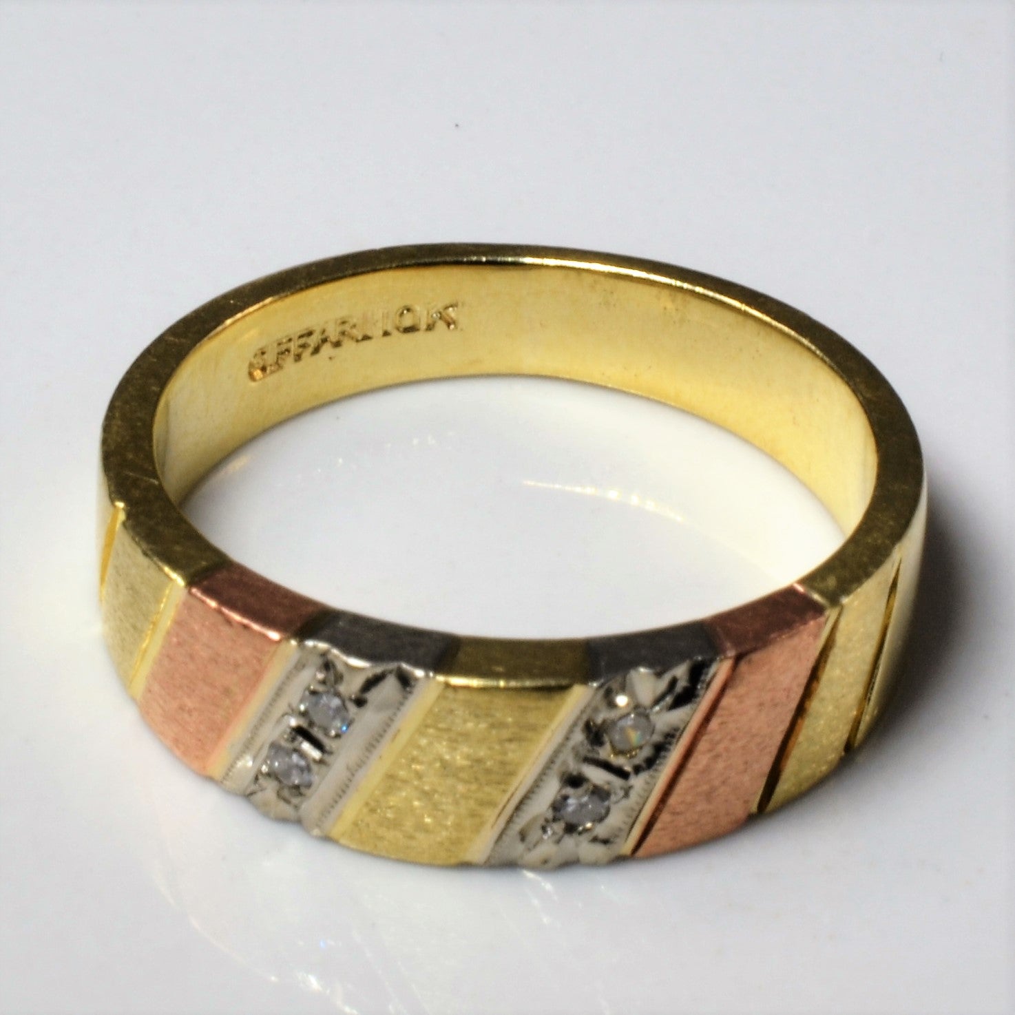 Tri Tone Gold Diamond Band | 0.08ctw | SZ 8.5 |