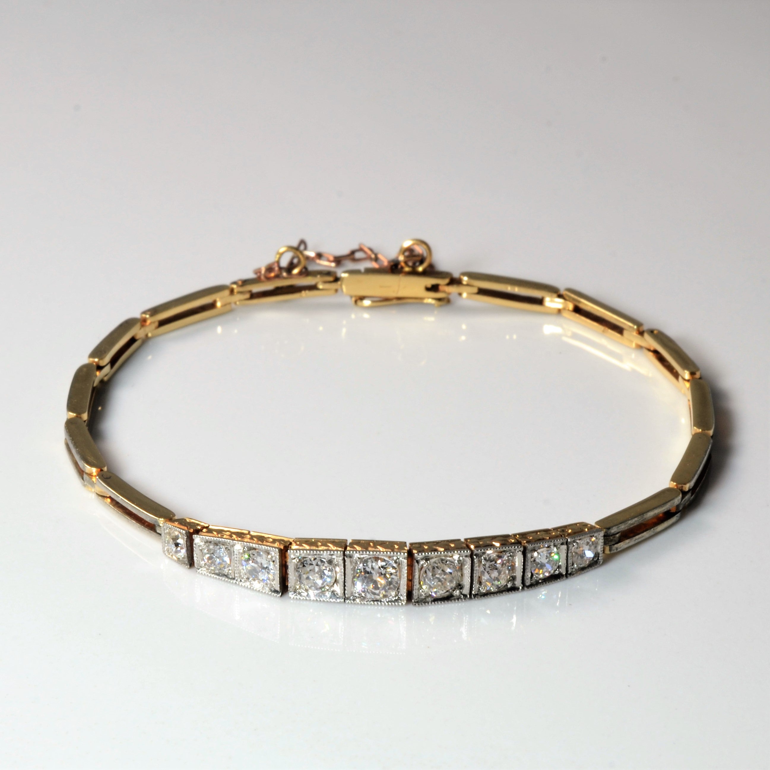 Bracelet en diamants de style ancien européen, époque édouardienne | 0,85 ct | 17,8 cm |