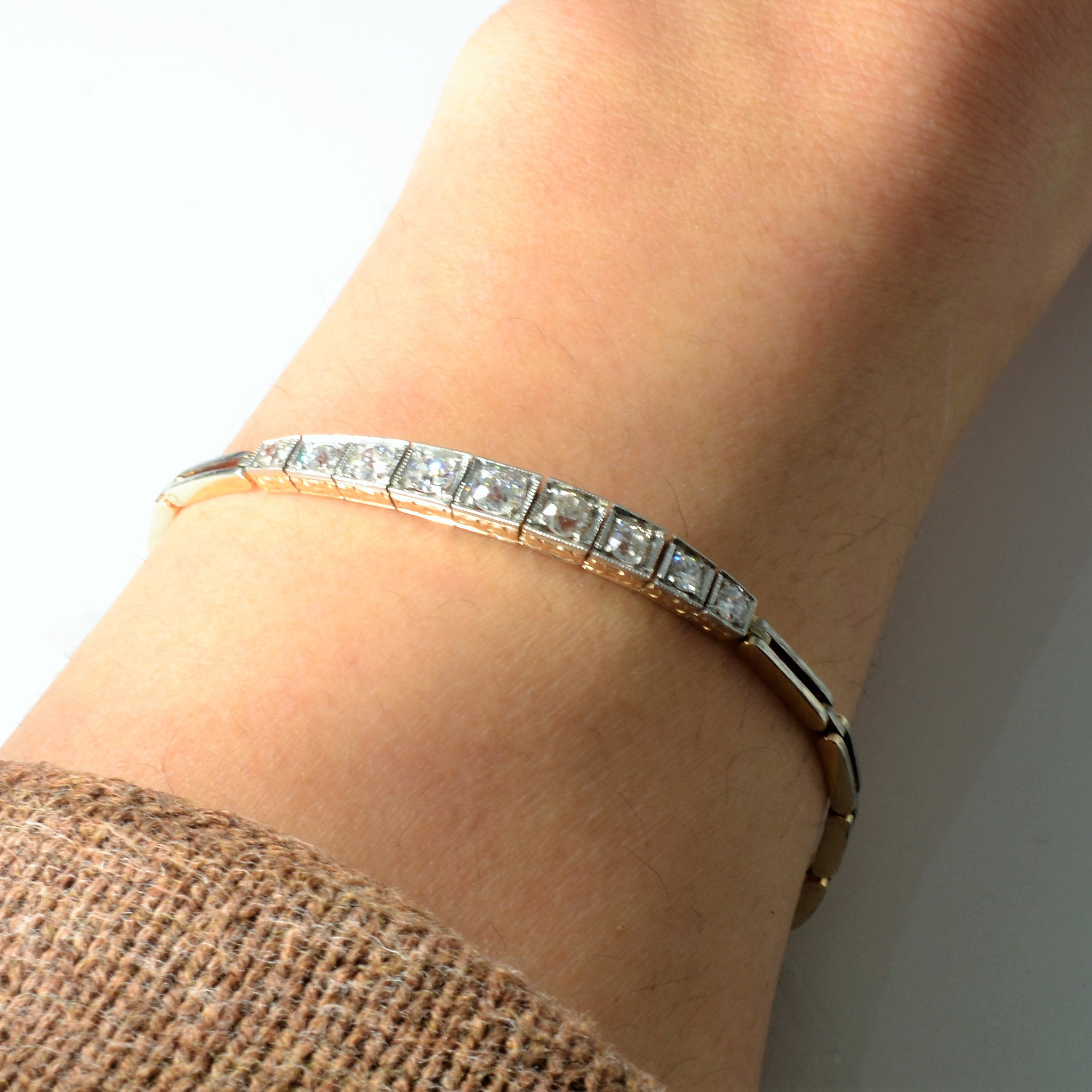 Bracelet en diamants de style ancien européen, époque édouardienne | 0,85 ct | 17,8 cm |