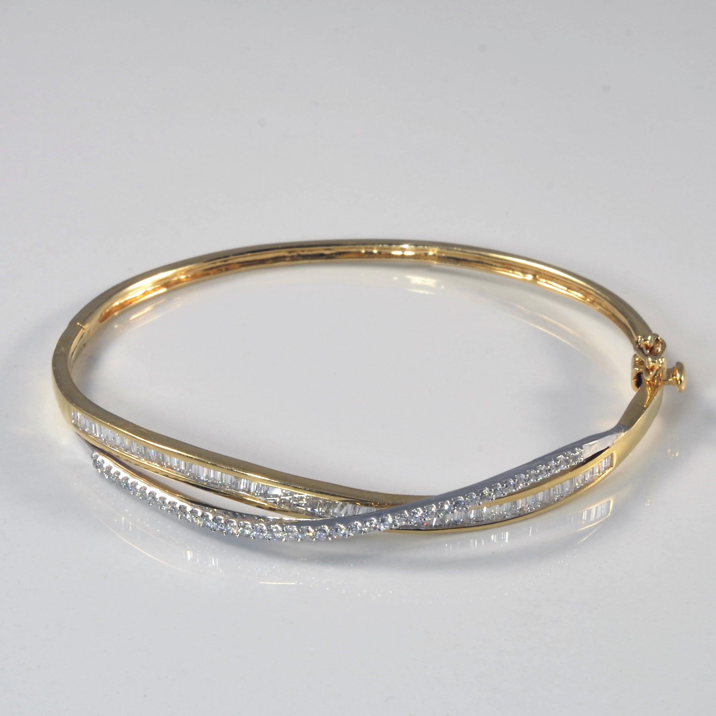 Crossover Baguette Diamond Bangle | 0.83ctw | 7.5" |