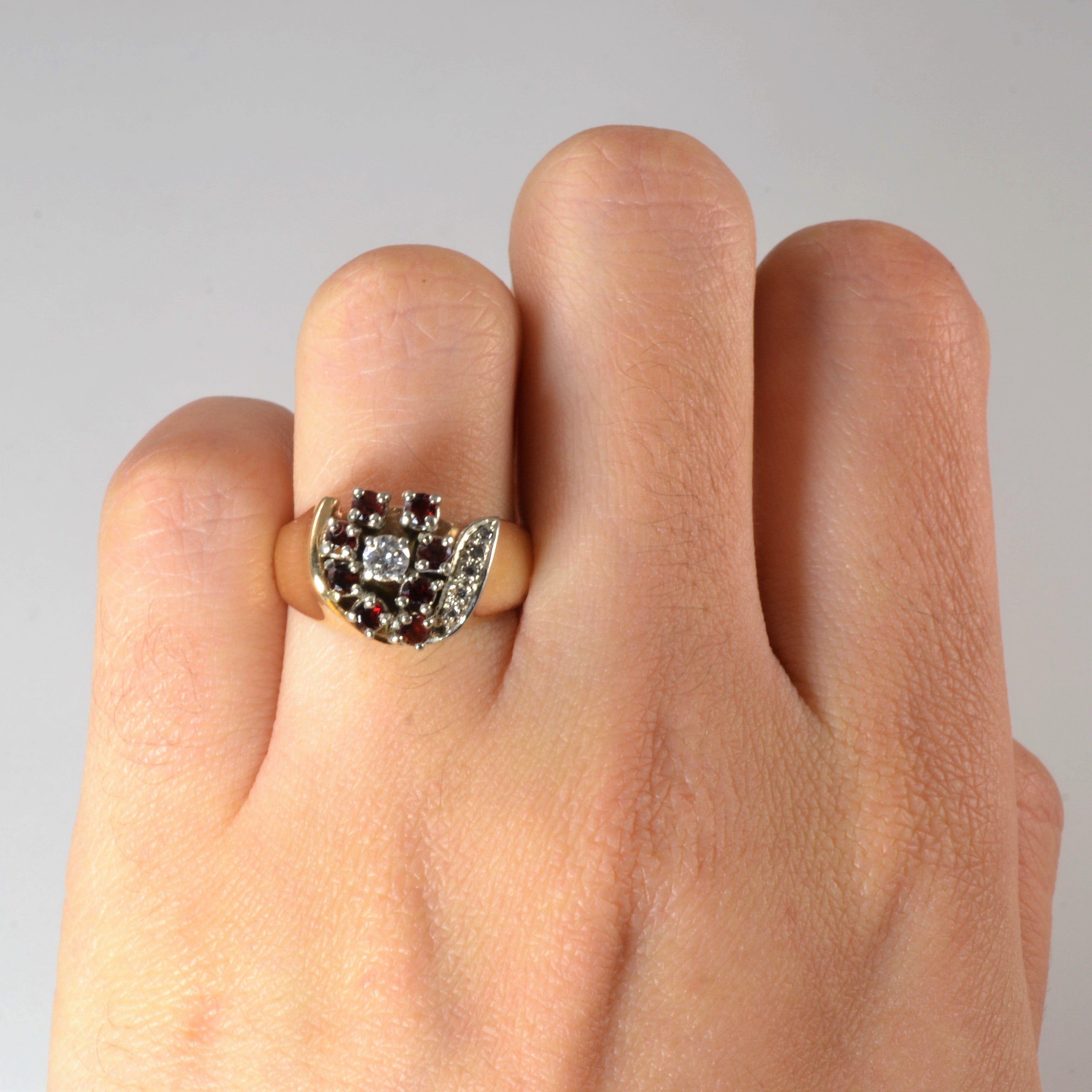 Garnet & Diamond Cascade Ring | 0.13ctw, 0.24ctw | SZ 5.5 |