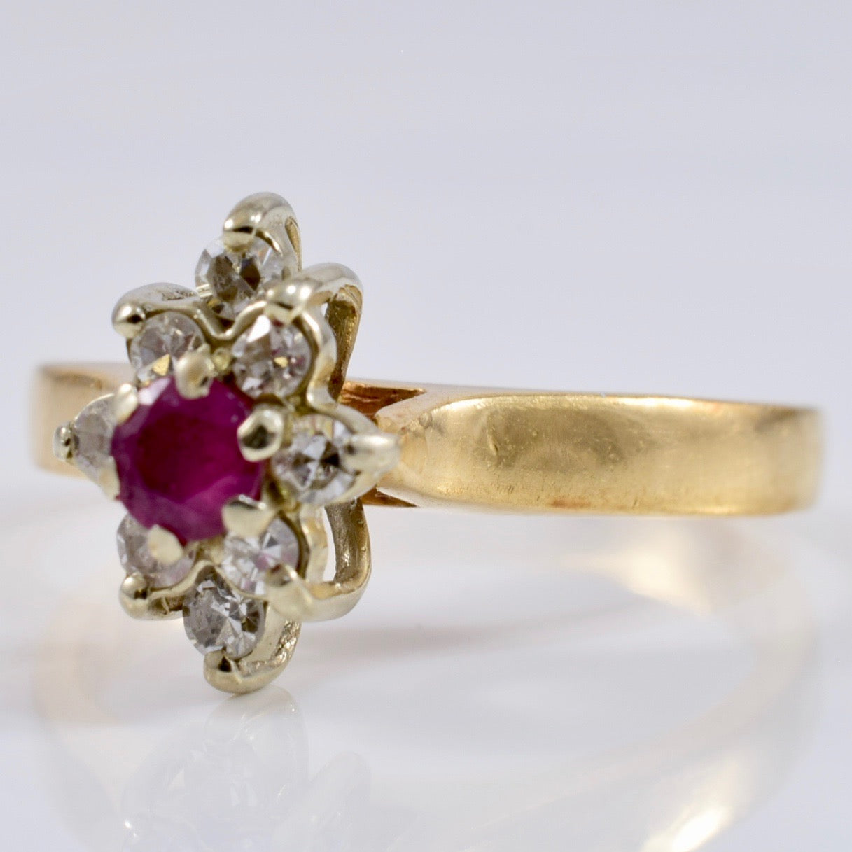 Ruby and Diamond Cluster Ring | 0.16 ctw SZ 4.5 |