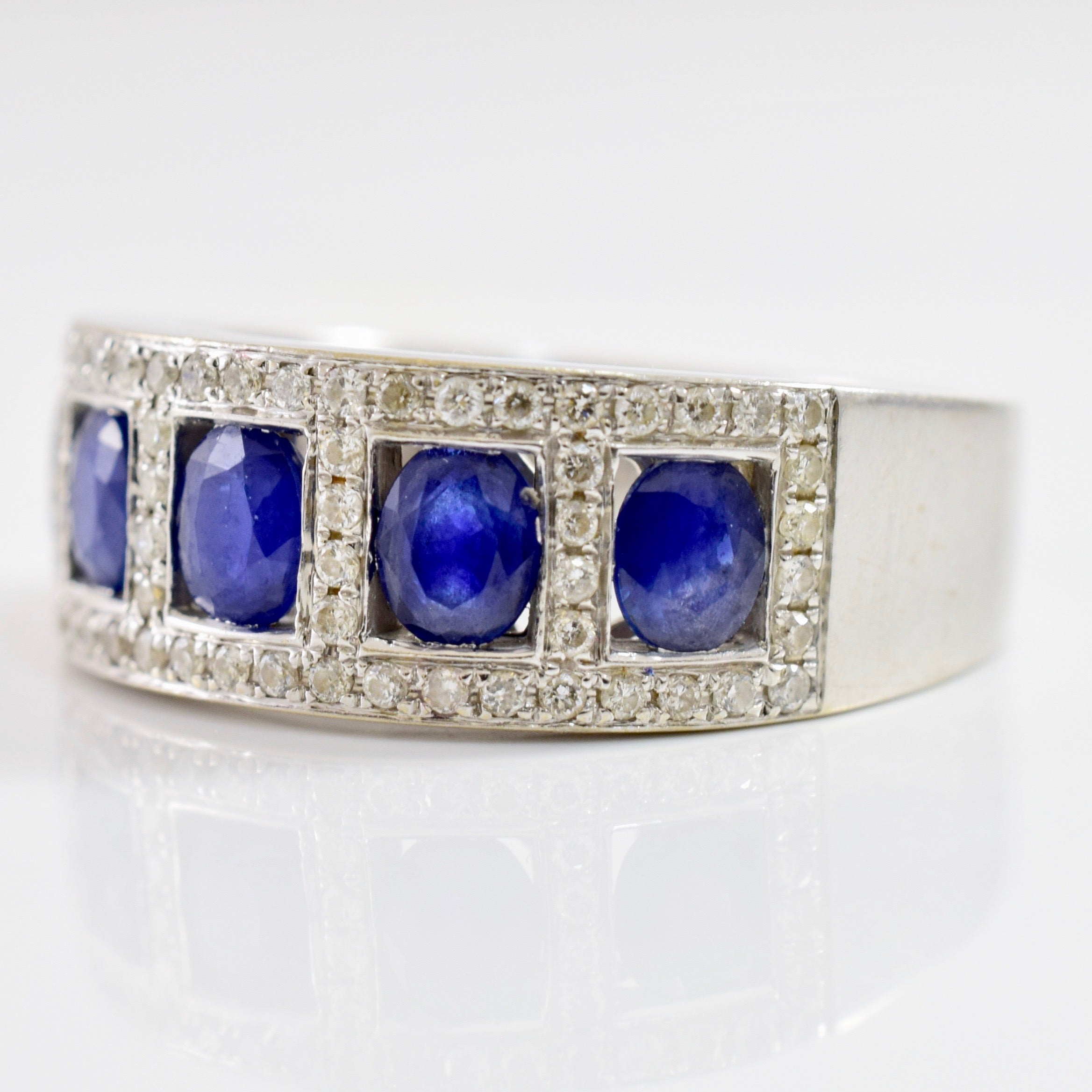 Window Set Sapphire and Diamond Ring | 0.21 ctw SZ 6.5 |