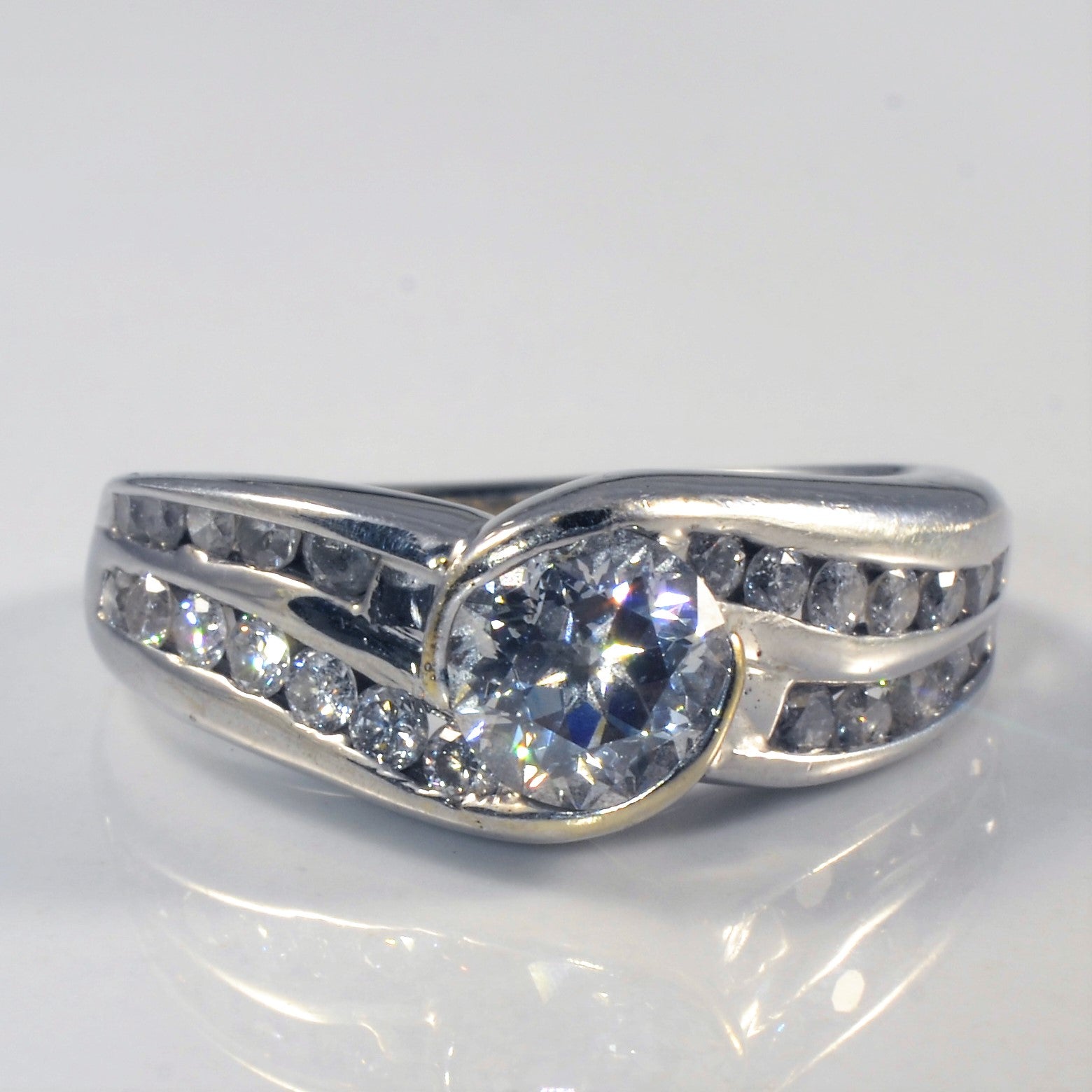 Channel Diamond Bypass Engagement Ring | 1.26ctw | SZ 5 |