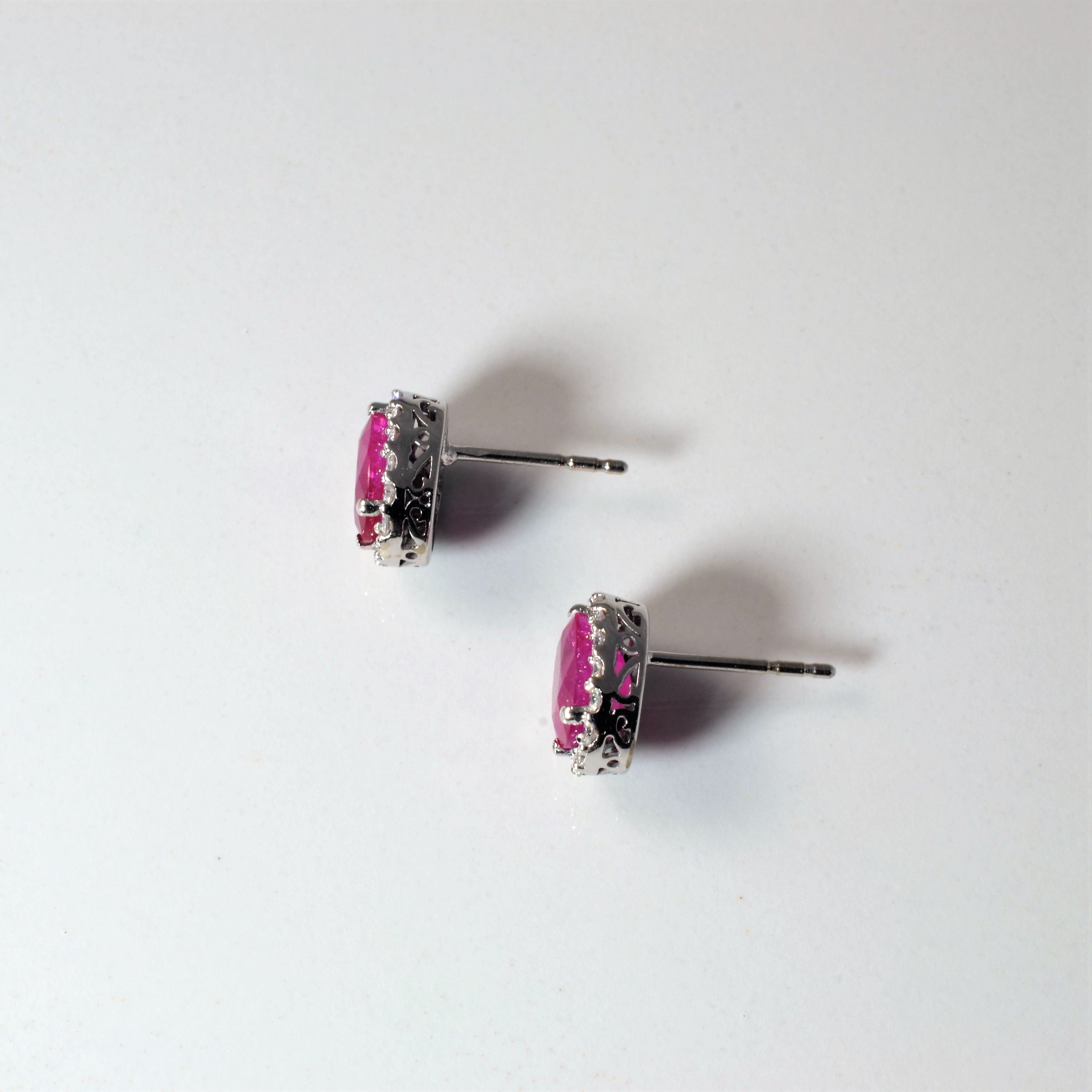 Ruby & Diamond Halo Stud Earrings | 0.16ctw, 1.50ctw |