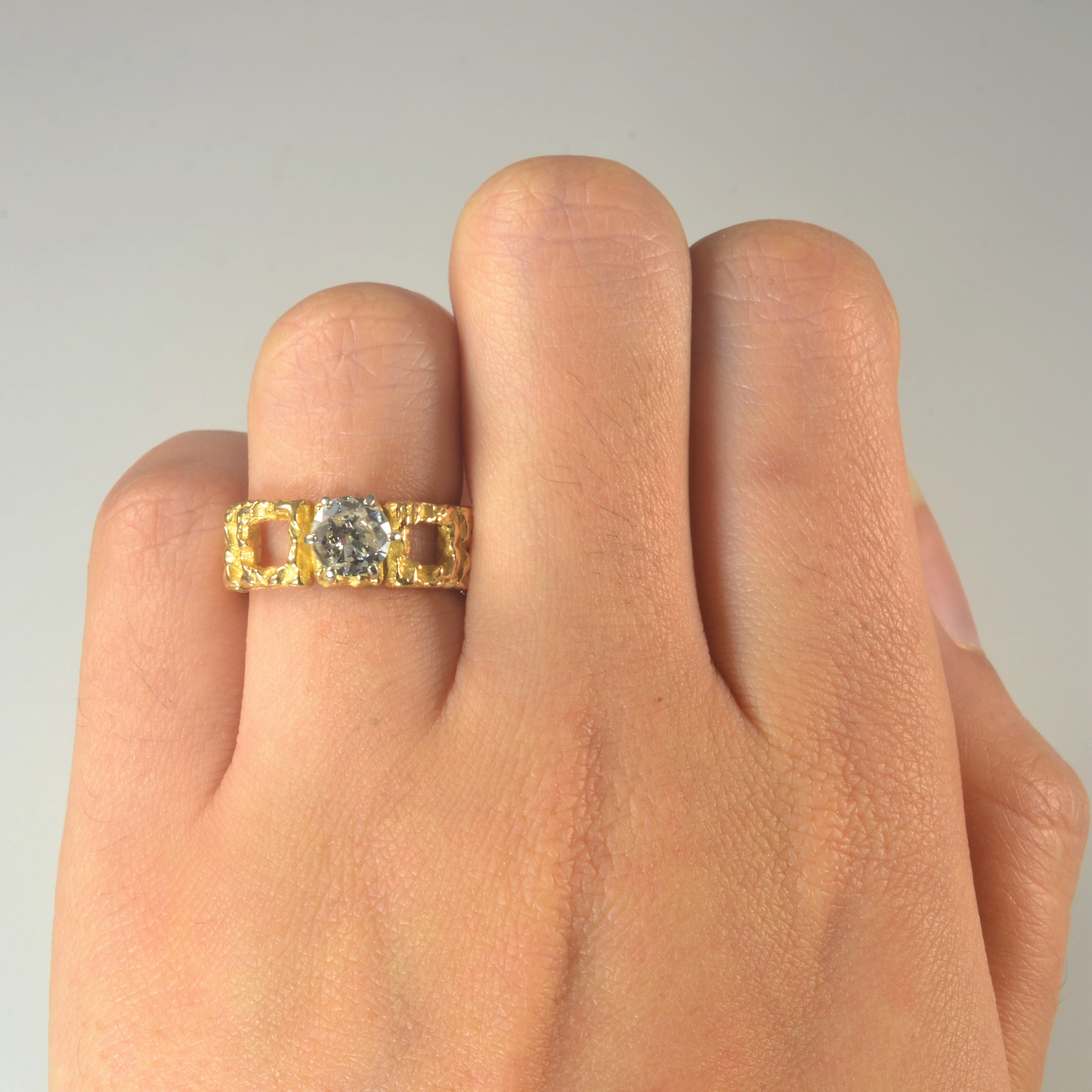 Textured Open Work Engagement Ring | 0.72ct | SZ 5.75 |