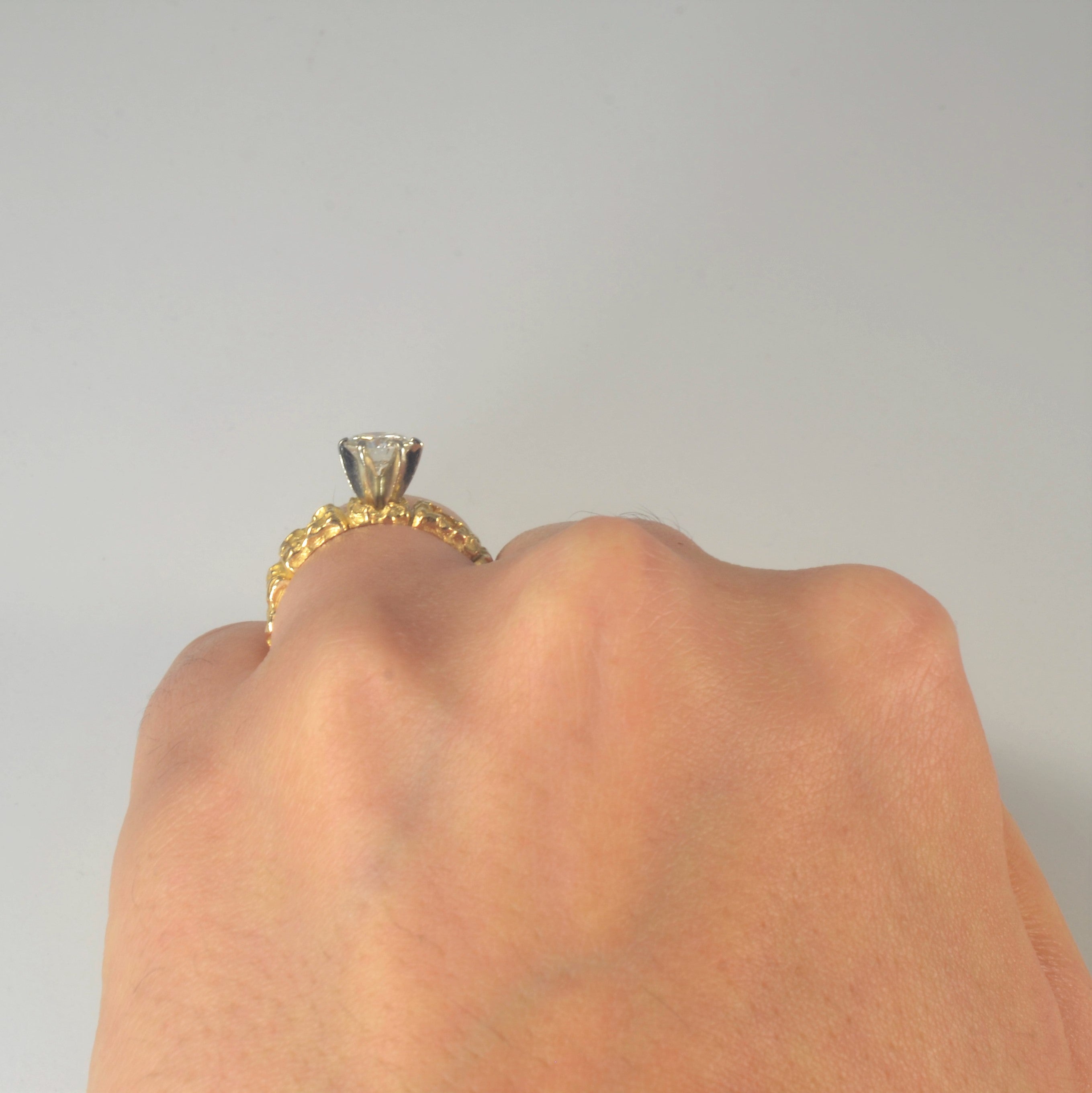 Textured Open Work Engagement Ring | 0.72ct | SZ 5.75 |