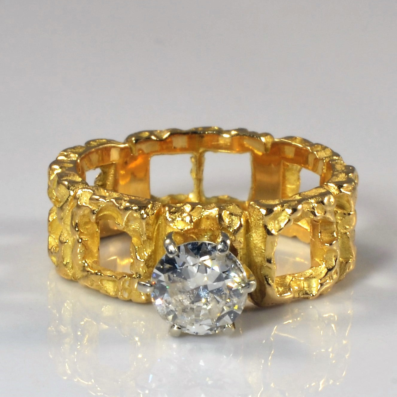 Textured Open Work Engagement Ring | 0.72ct | SZ 5.75 |