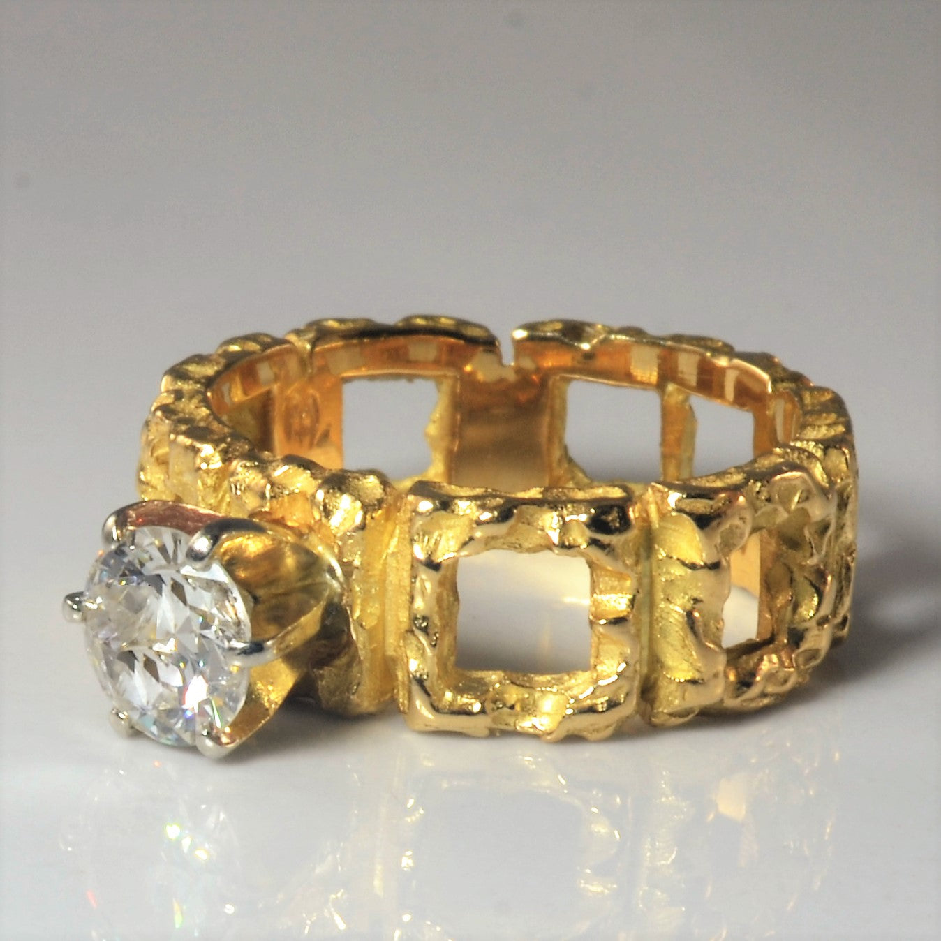 Textured Open Work Engagement Ring | 0.72ct | SZ 5.75 |