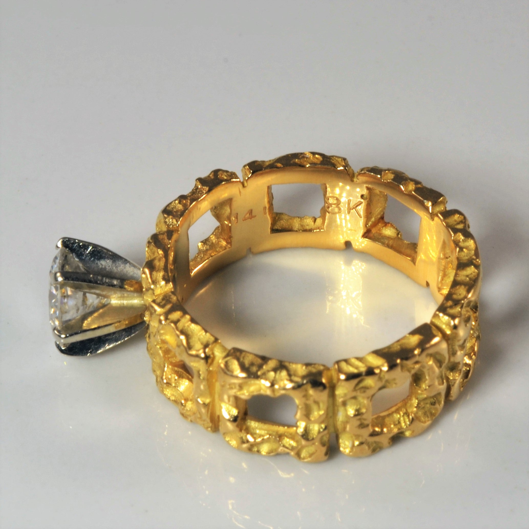 Textured Open Work Engagement Ring | 0.72ct | SZ 5.75 |