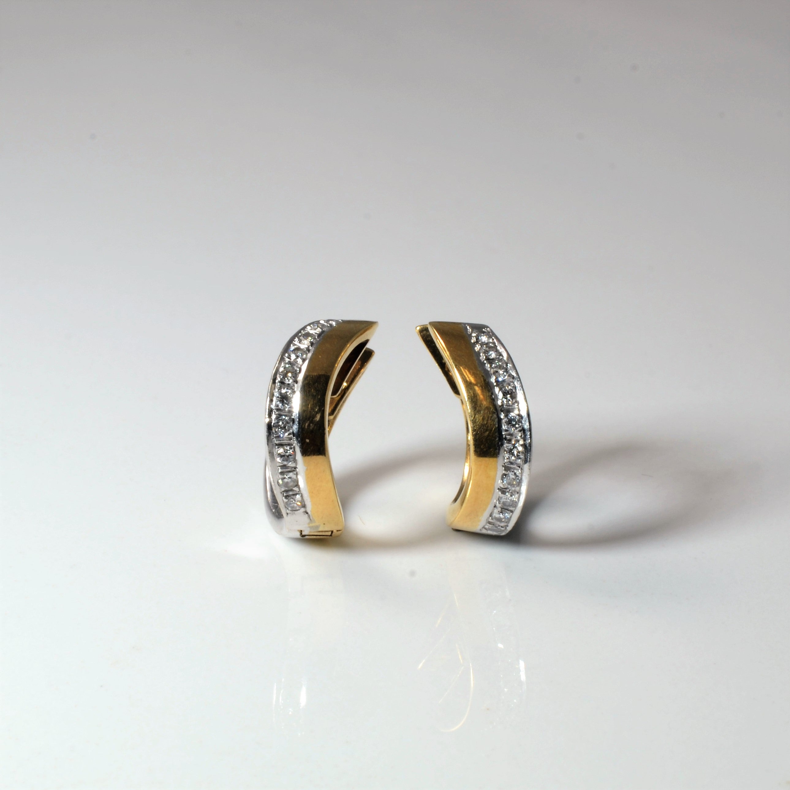 Two Tone Gold Diamond Hoop Earrings | 0.20ctw |