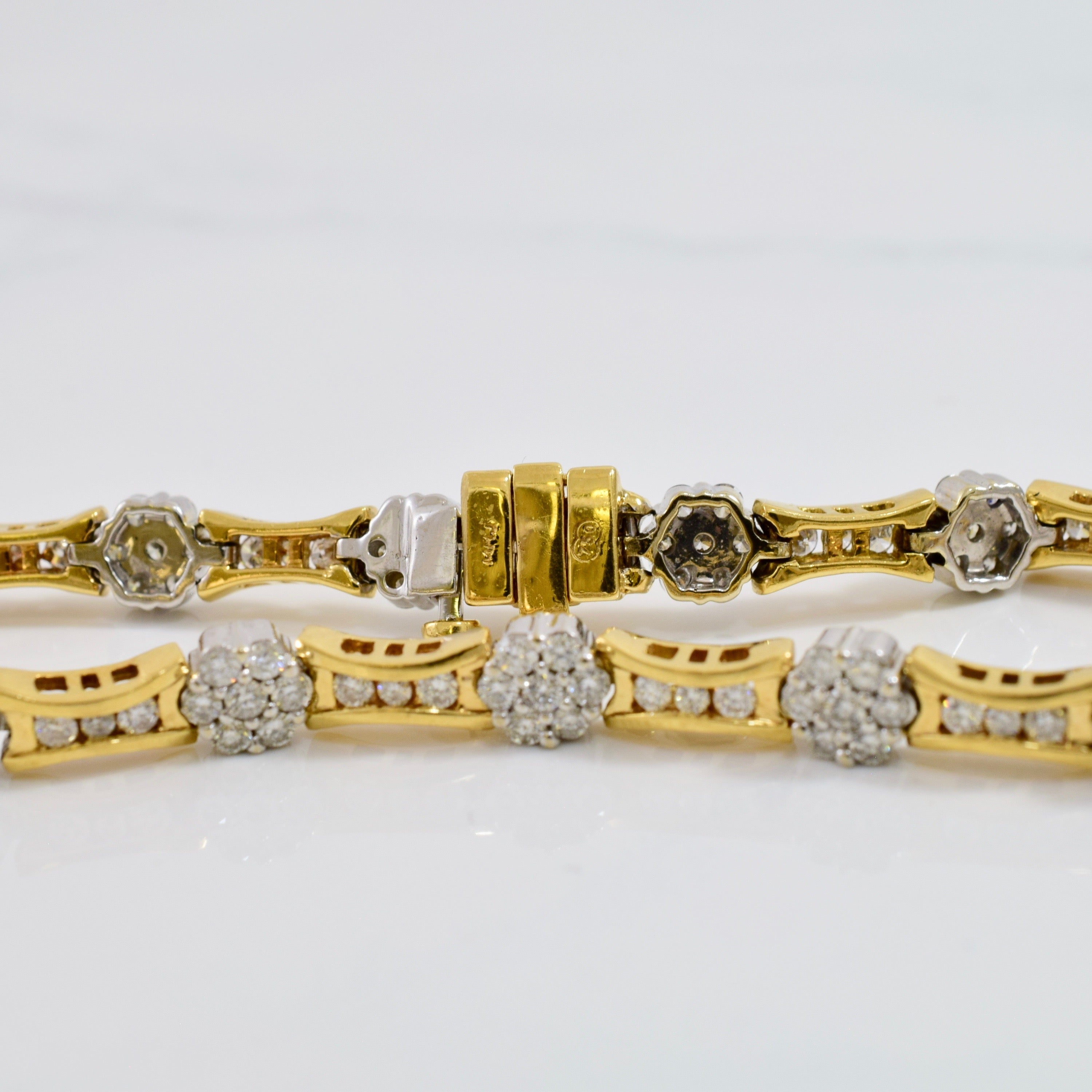Diamond Cluster and Channel Set Diamond Bracelet | 2.47 ctw | SZ 7 " |