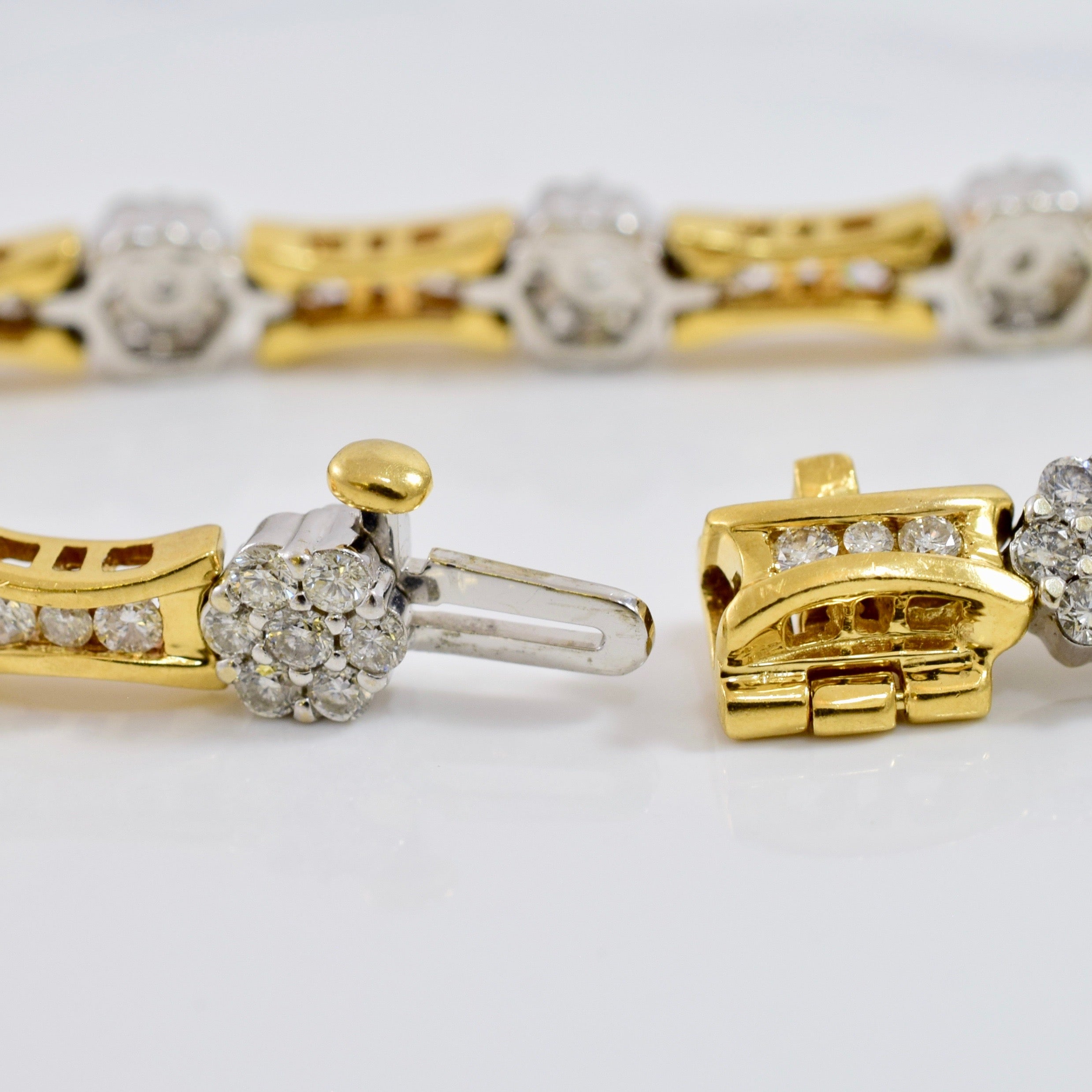 Diamond Cluster and Channel Set Diamond Bracelet | 2.47 ctw | SZ 7 " |