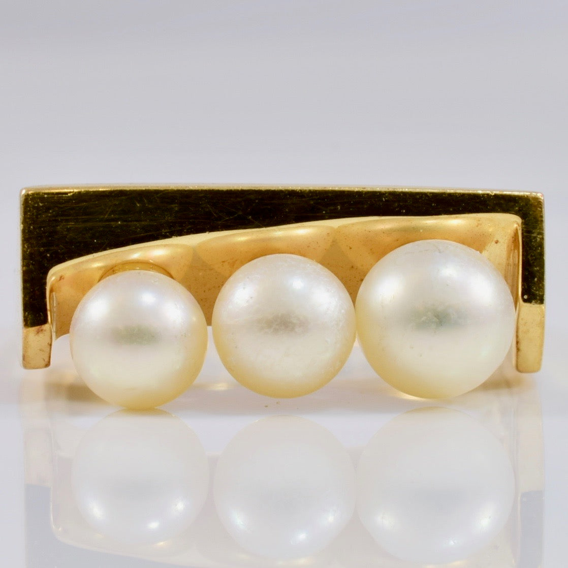 Three Stone Pearl Ring | 2.73 ctw SZ 5.5 |
