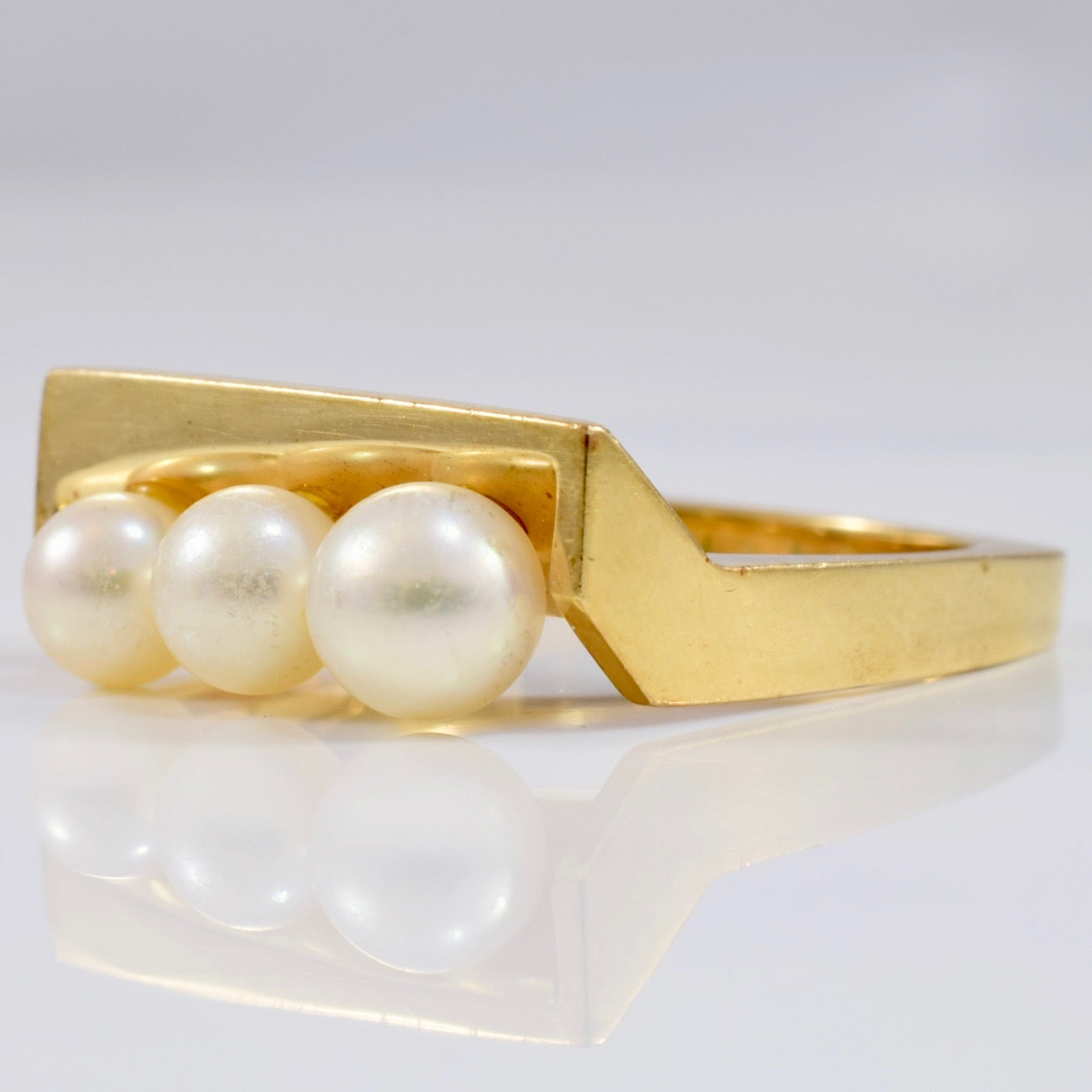 Three Stone Pearl Ring | 2.73 ctw SZ 5.5 |