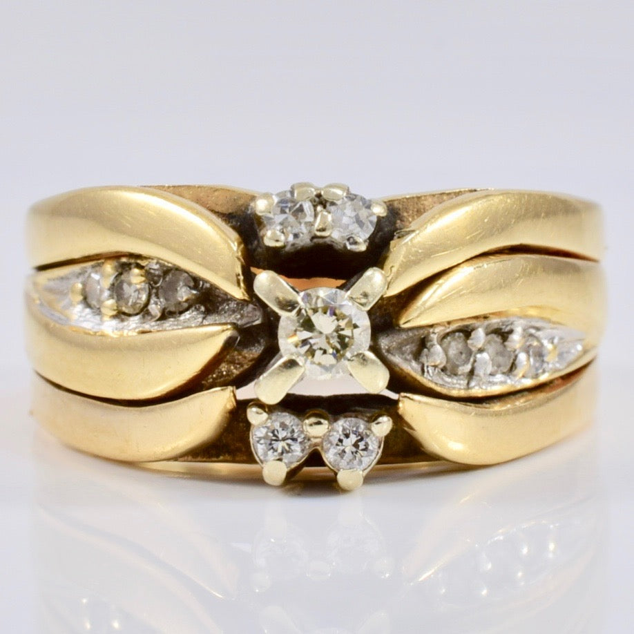 Vintage Soldered Diamond Wedding Set | 0.16 ctw SZ 4.25 |