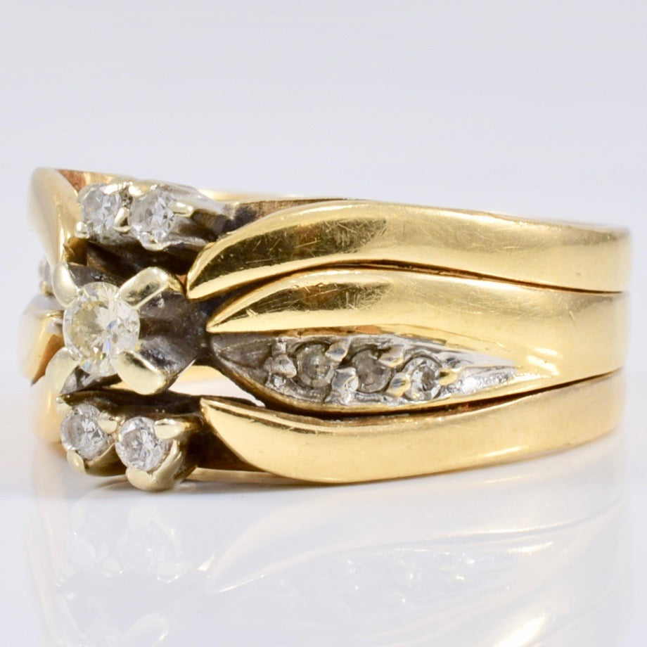 Vintage Soldered Diamond Wedding Set | 0.16 ctw SZ 4.25 |