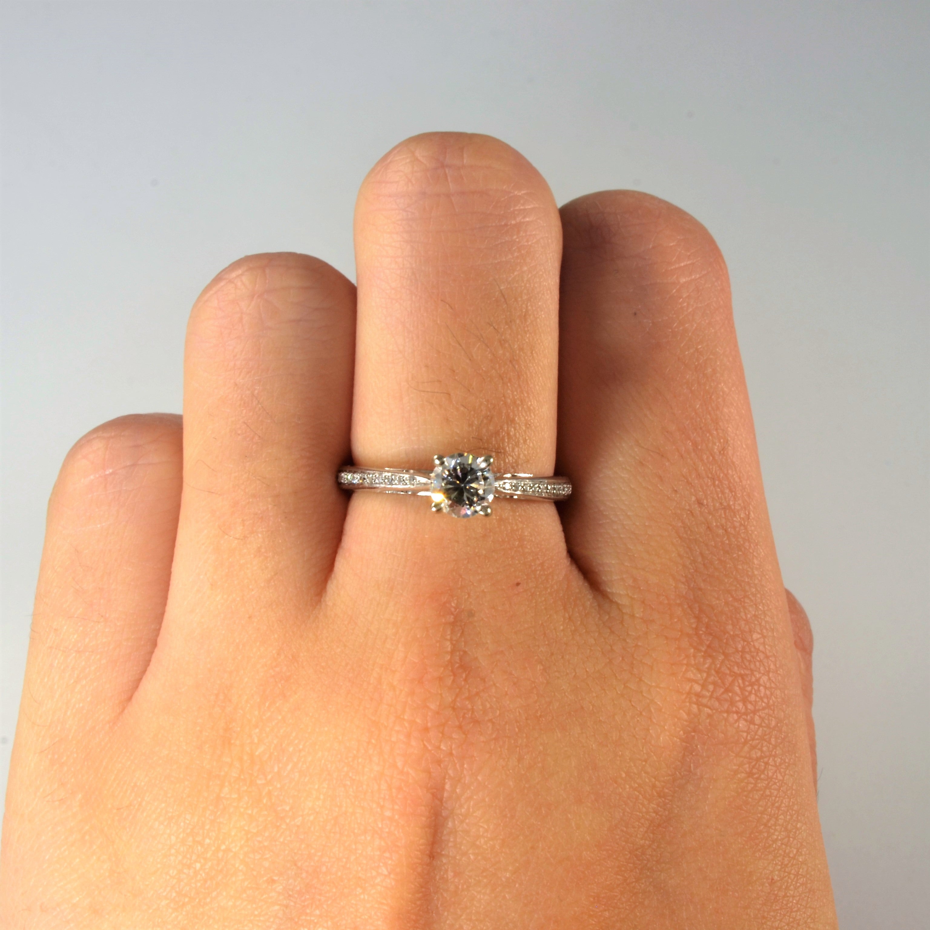 White Gold Diamond Band Engagement Ring | 0.61ctw | SZ 6.5 |