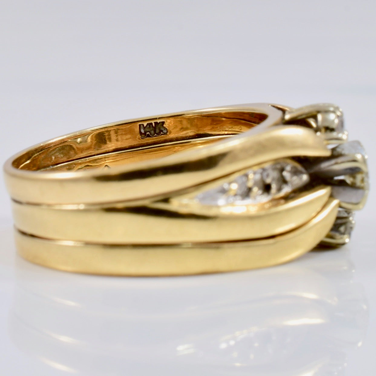 Vintage Soldered Diamond Wedding Set | 0.16 ctw SZ 4.25 |