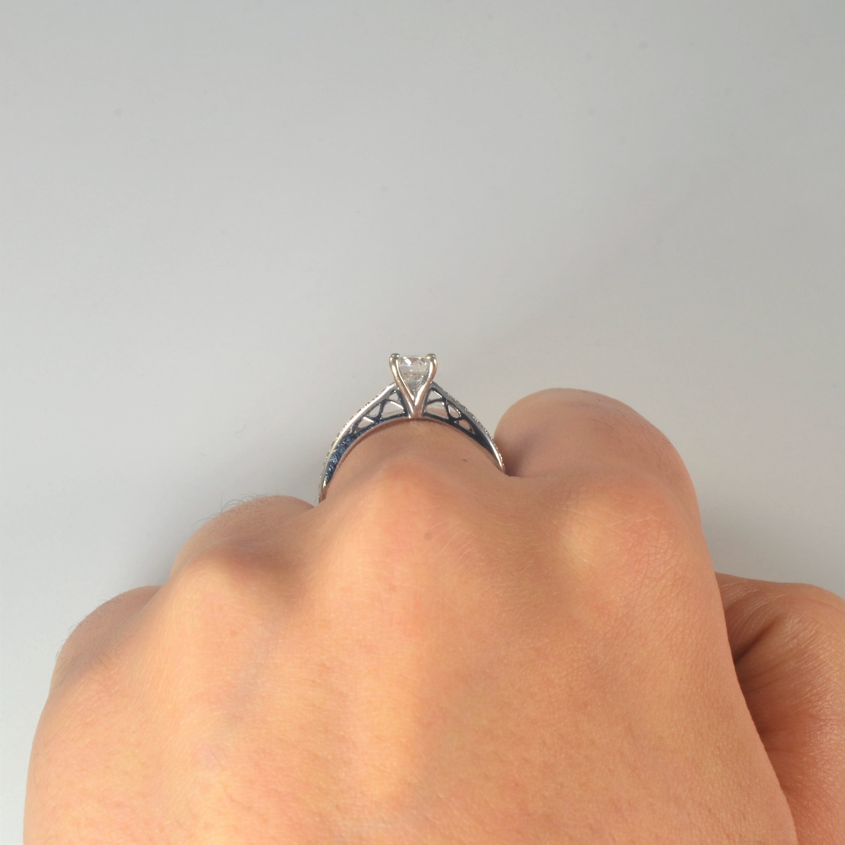 White Gold Diamond Band Engagement Ring | 0.61ctw | SZ 6.5 |