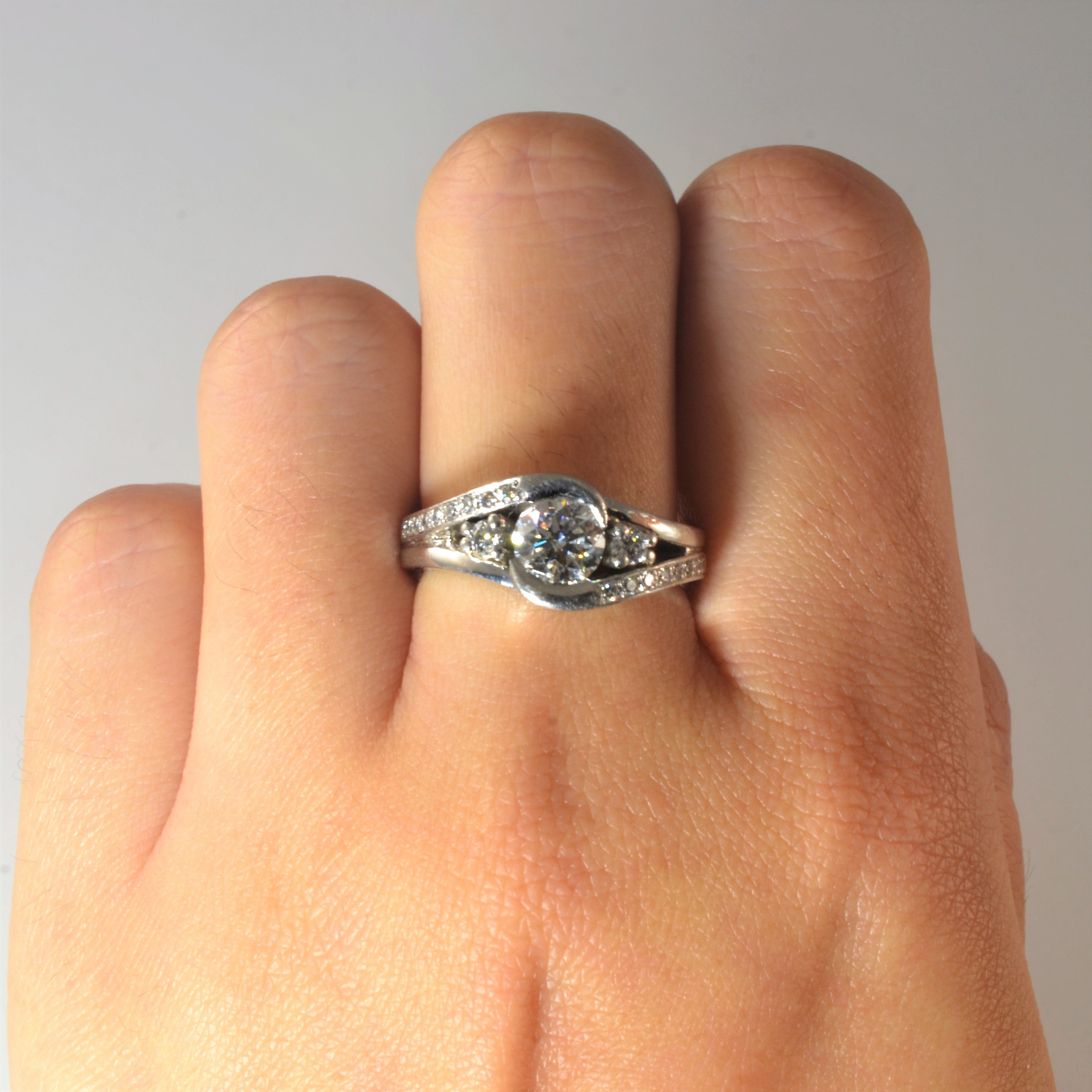 Three Stone Bypass Engagement Ring | 1.14ctw | SZ 6.5 |