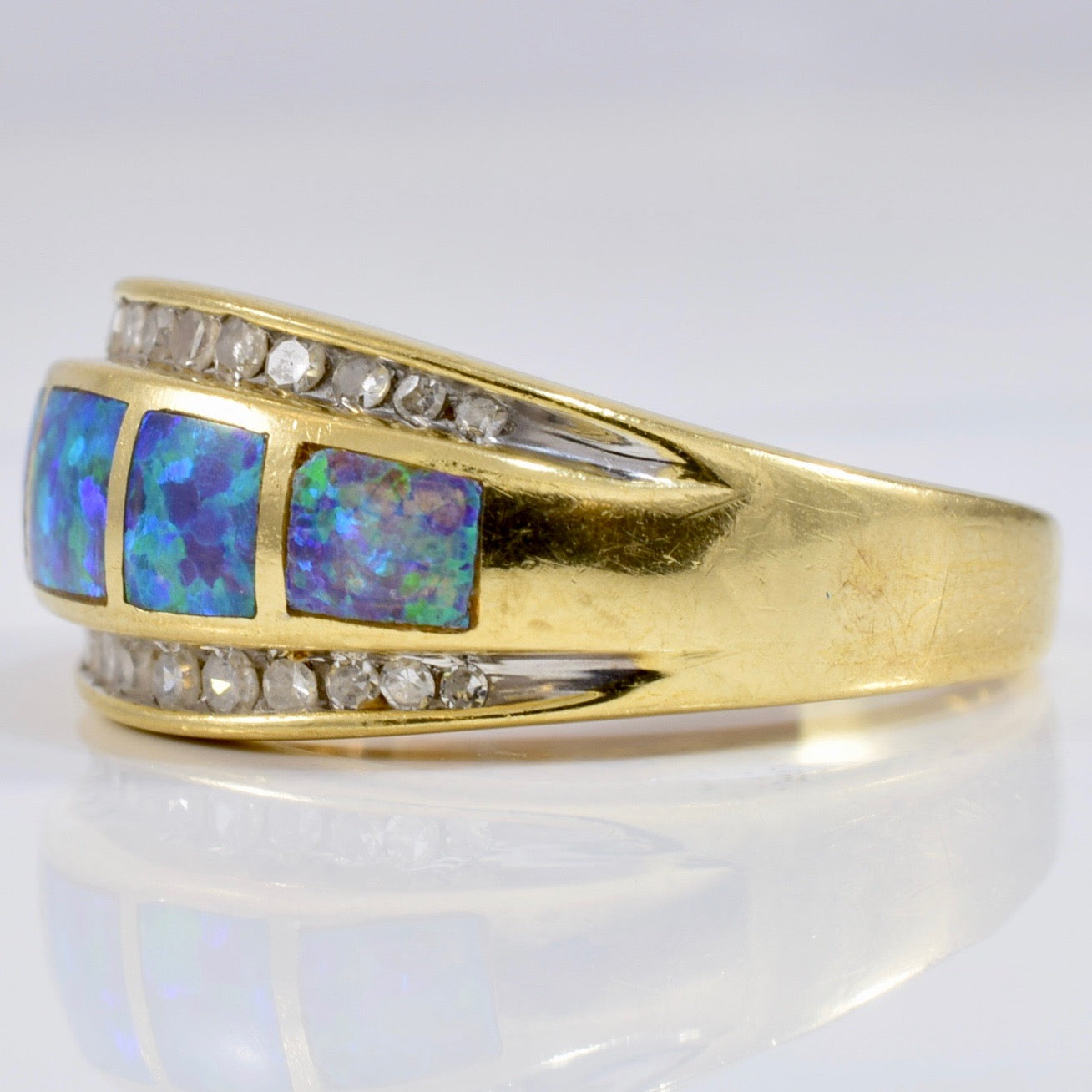 Opal Doublet and Diamond Accent Ring | 0.23 ctw SZ 7 |