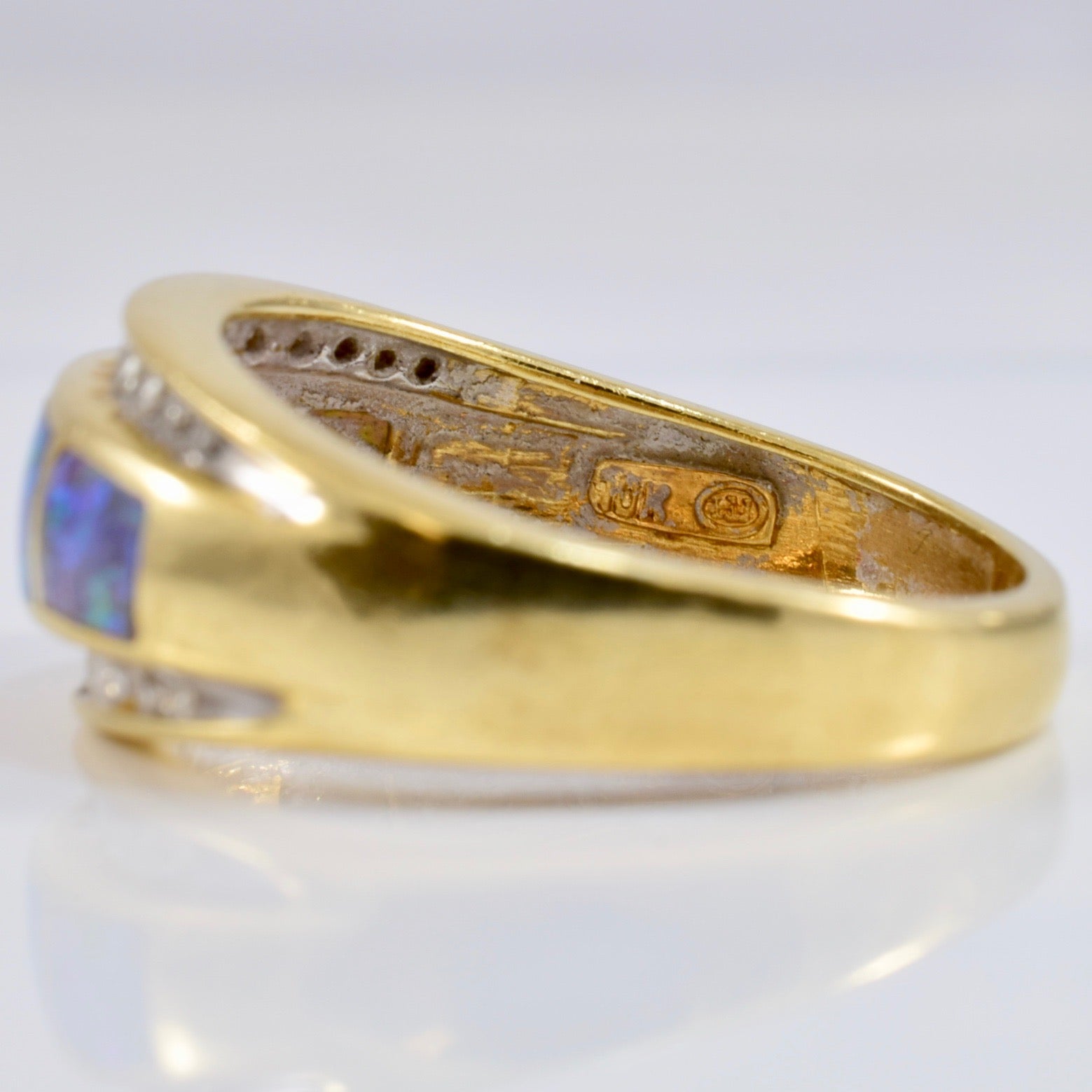 Opal Doublet and Diamond Accent Ring | 0.23 ctw SZ 7 |