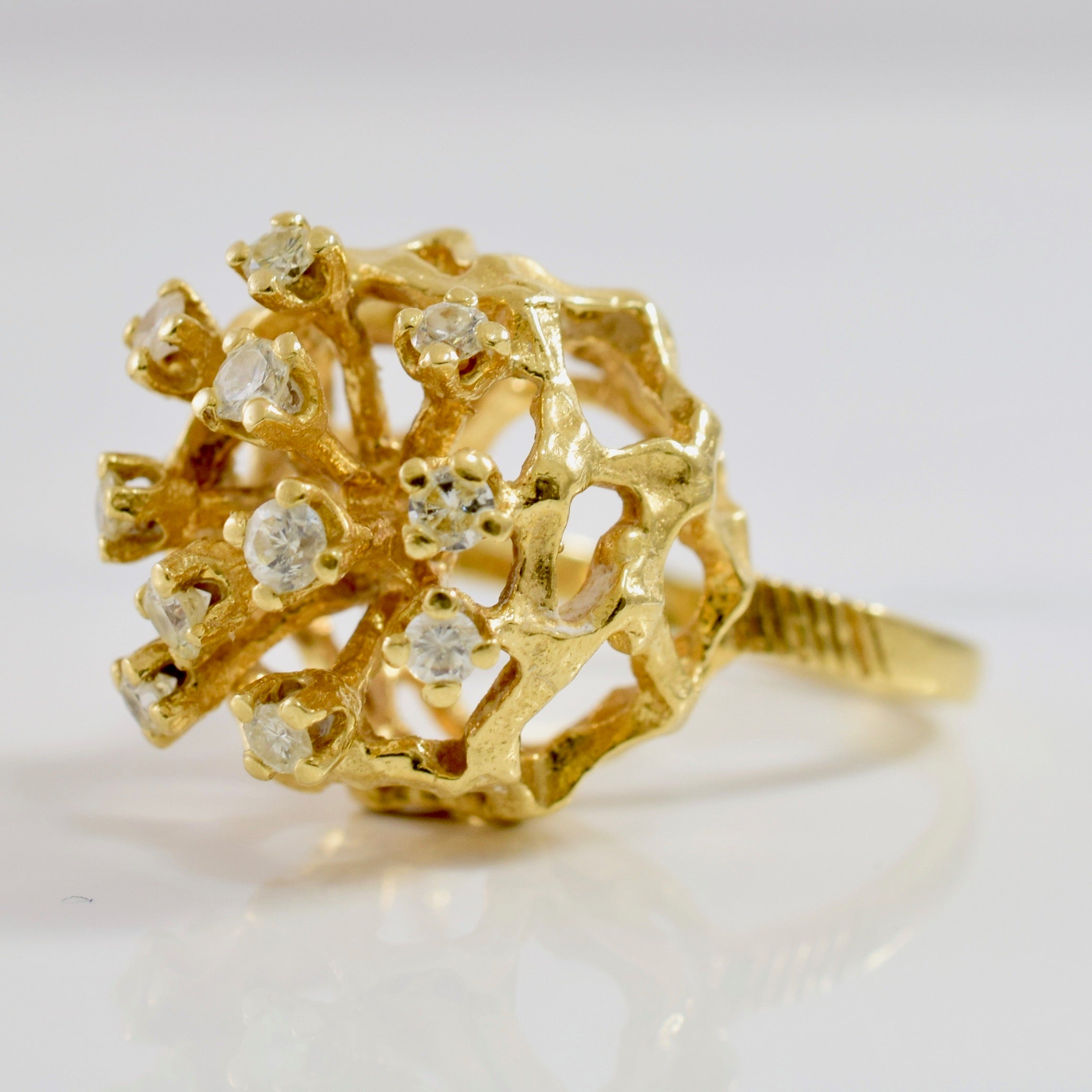 Large High Set Diamond Cluster Ring | 0.49 ctw SZ 6 |