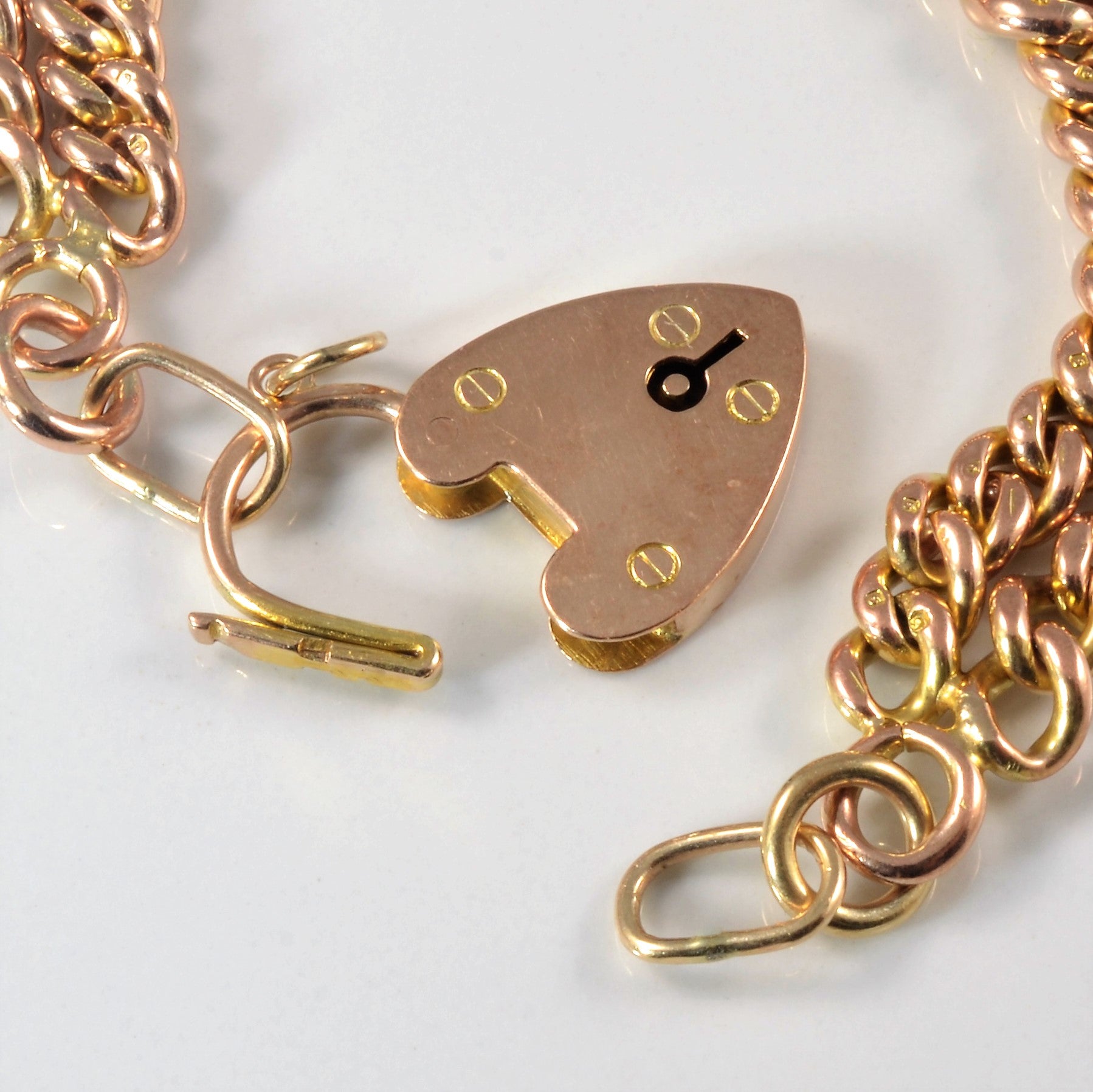 Edwardian Heart Padlock Chain Bracelet | 8" |