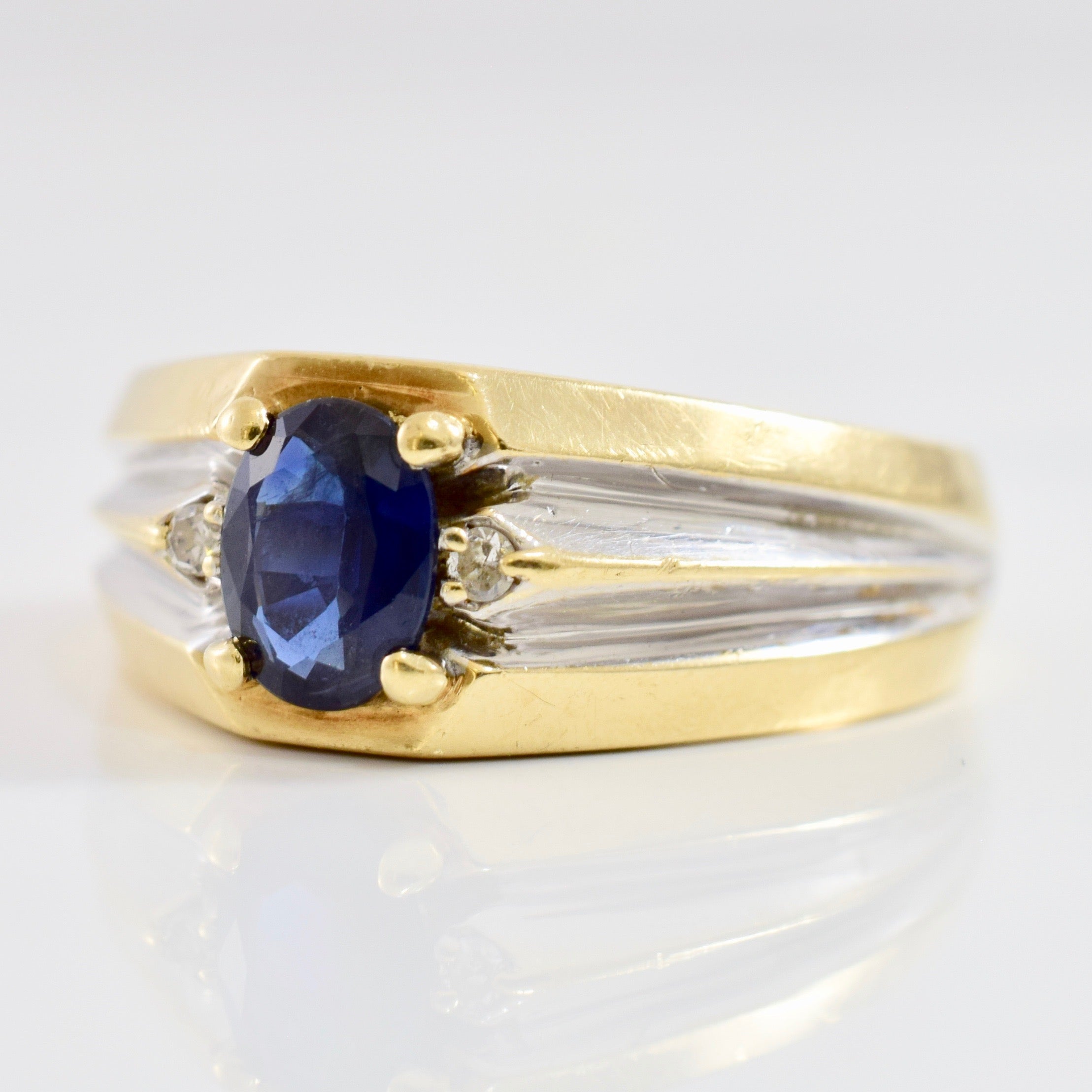 Prong Set Sapphire and Diamond Band | 0.03 ctw SZ 9.5 |